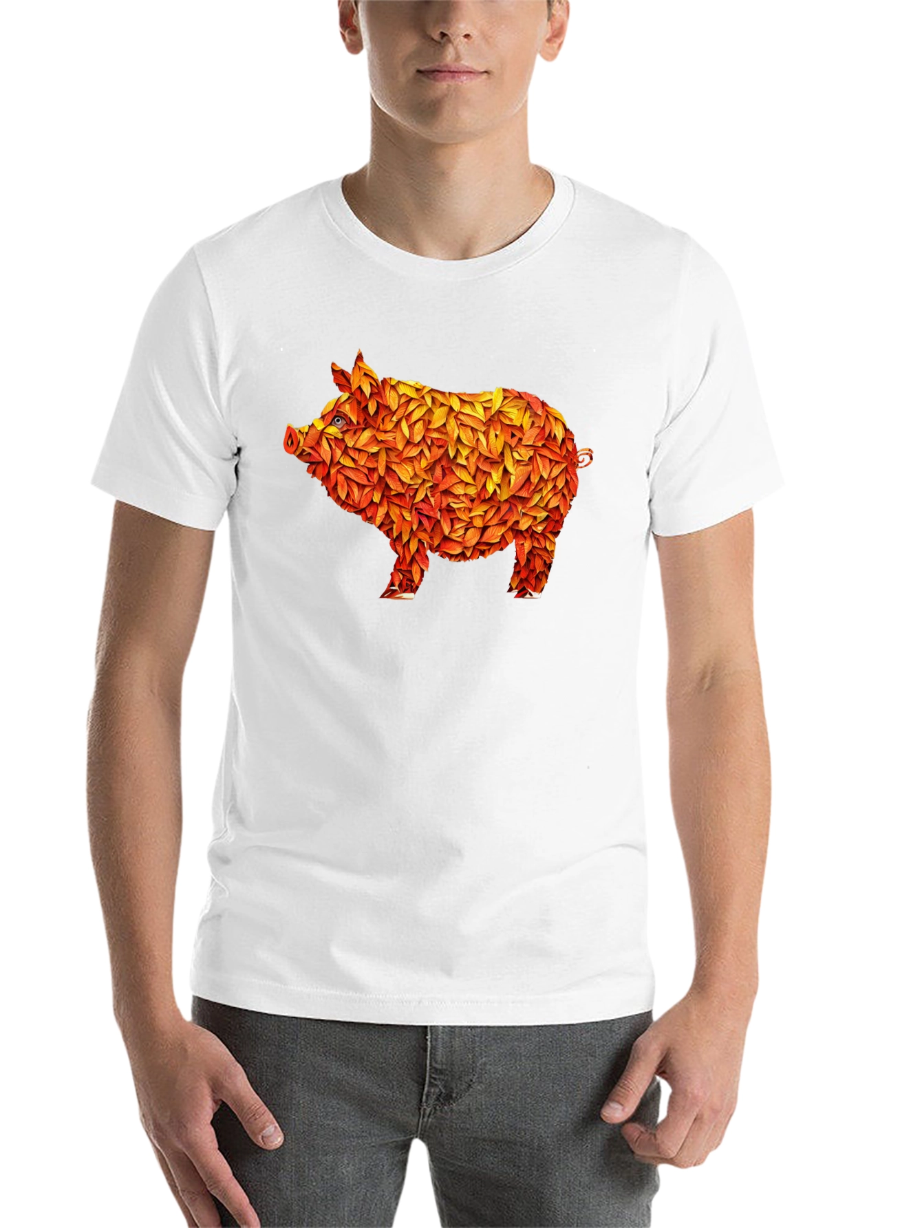 Black Leaf Pig Graphic T-Shirt - Unique Design view 14