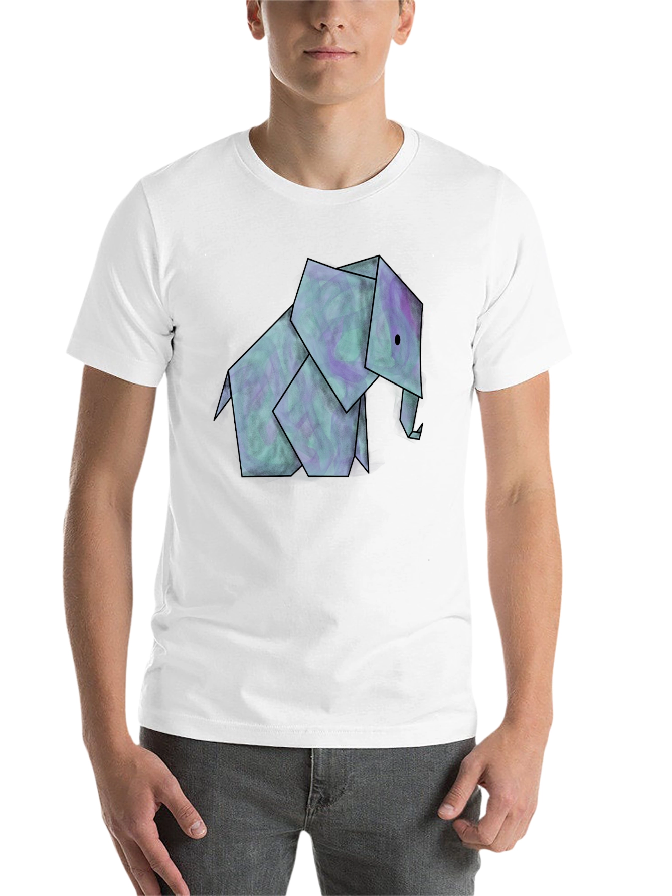 Black Origami Elephant Graphic Tee - Unique Design view 14