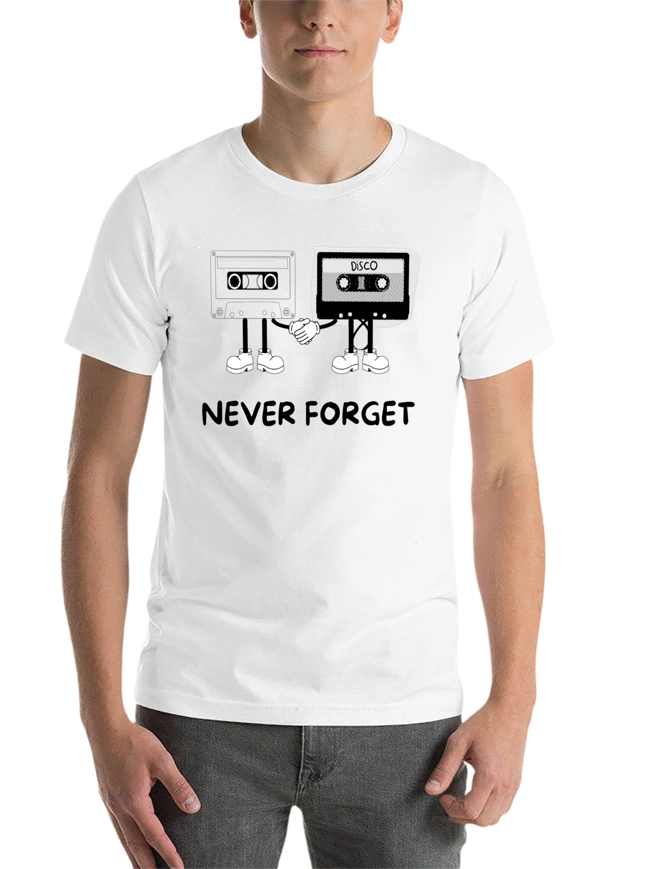 Black Retro Cassette Tape T-Shirt: Never Forget Disco! view 14