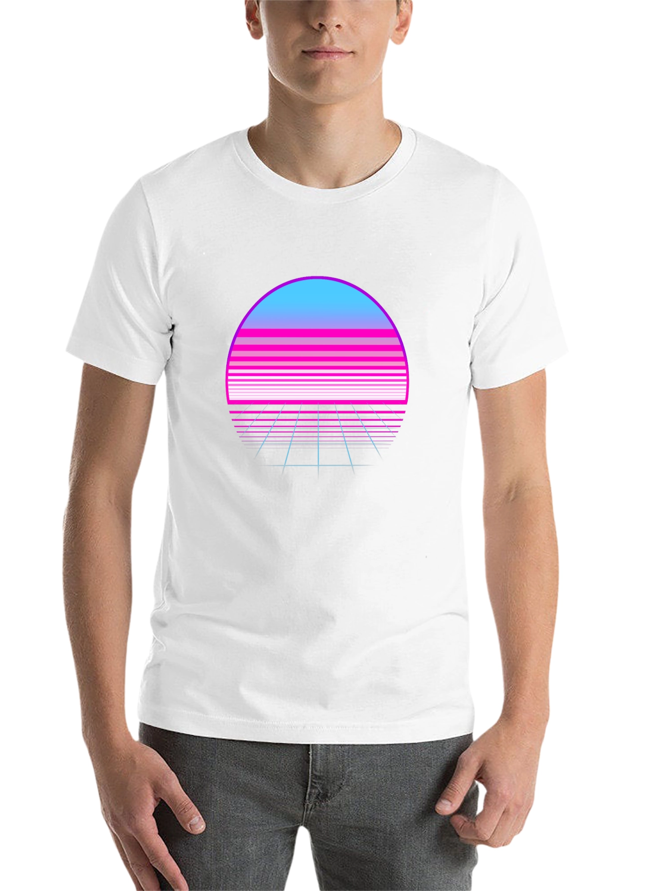 Black Retro Wave Sunset T-Shirt - Synthwave Style view 14
