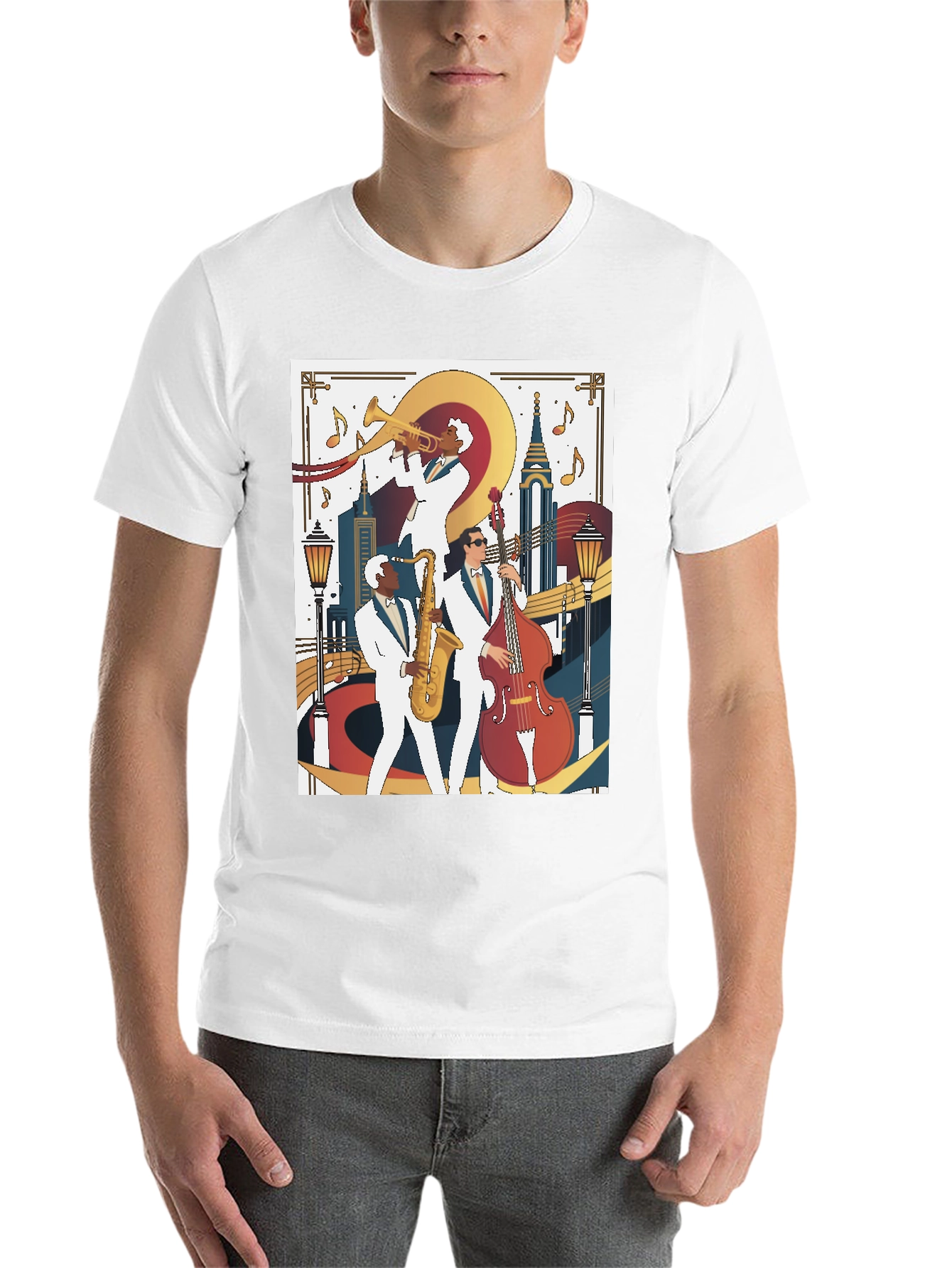 Black Jazz Band Graphic Tee - Vintage Music Lover T-Shirt view 14