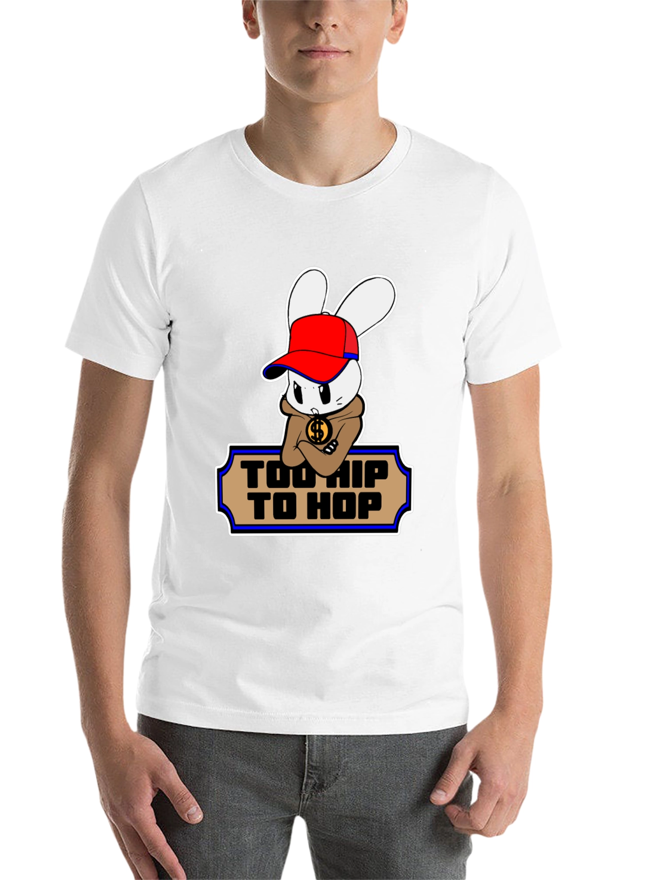 Black Too Hip To Hop Cartoon Bunny T-Shirt view 14
