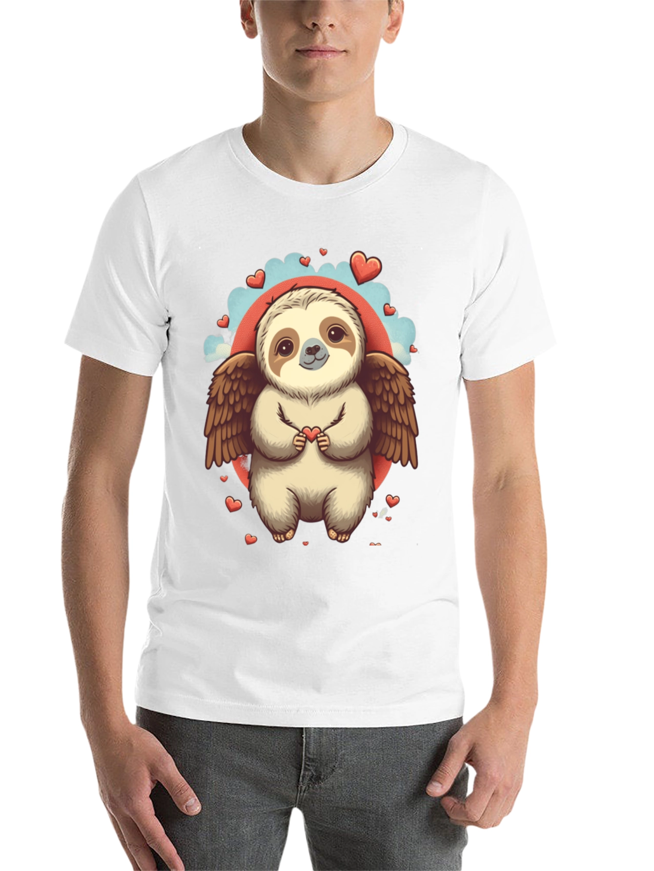 Black Sloth Angel Valentine's Day T-Shirt view 14