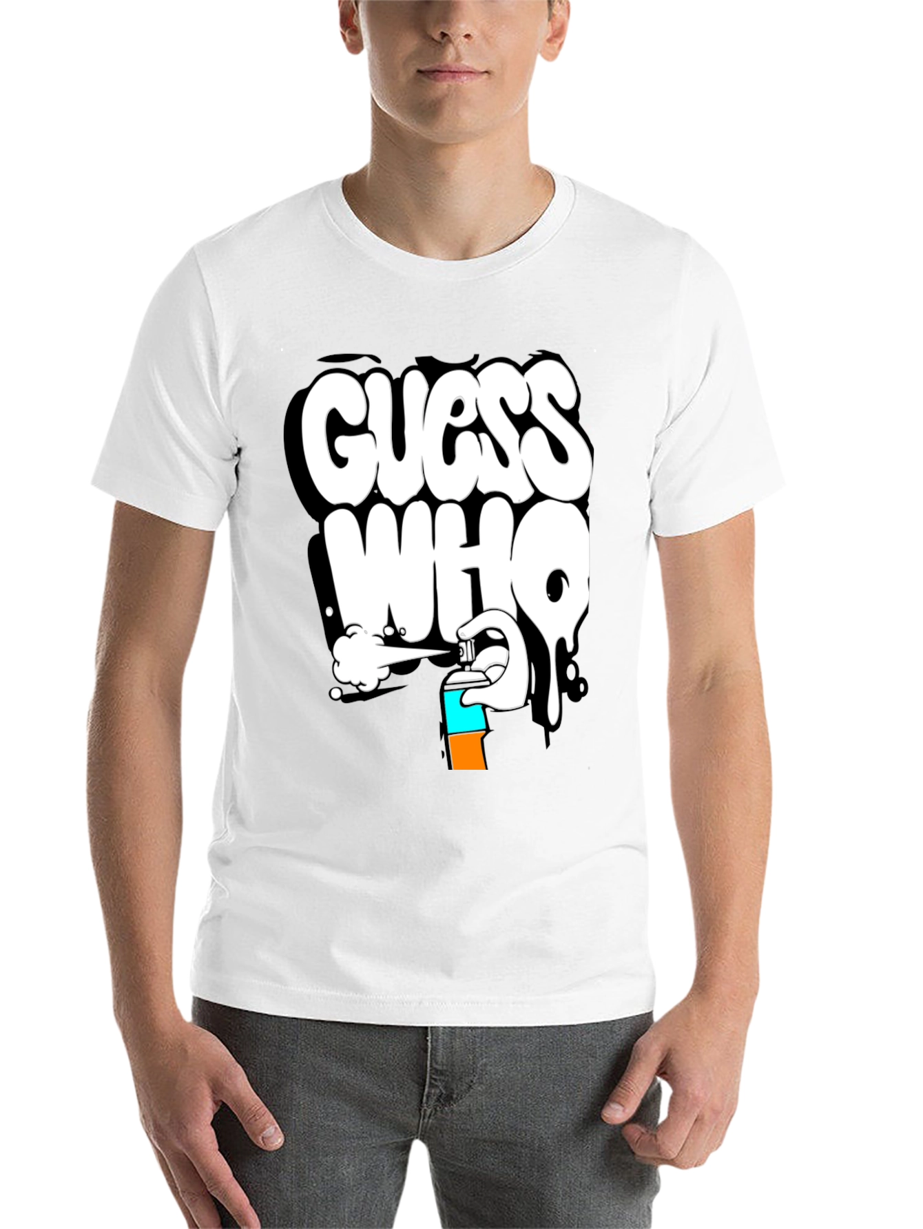 Black Guess Who Graffiti T-Shirt - Black Cotton Graphic Tee view 14