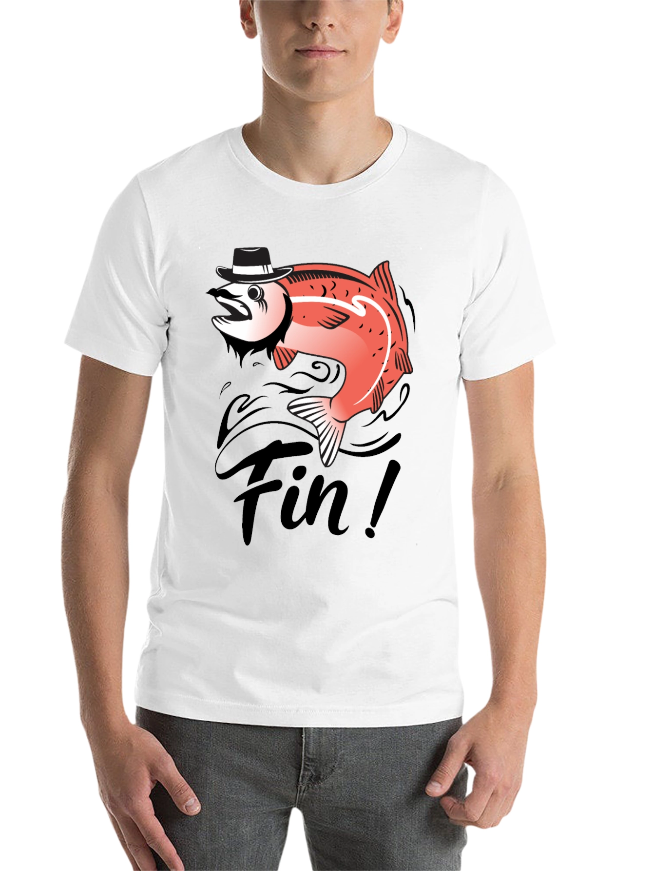 Black Fin! Gangster Fish Graphic T-Shirt - Black Cotton Tee view 14