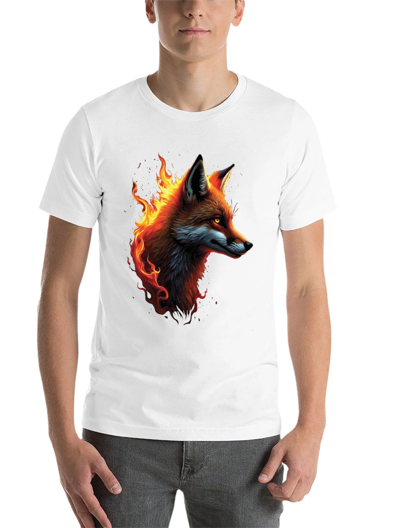 Black Fiery Fox Graphic Tee - Cool Animal T-Shirt view 14