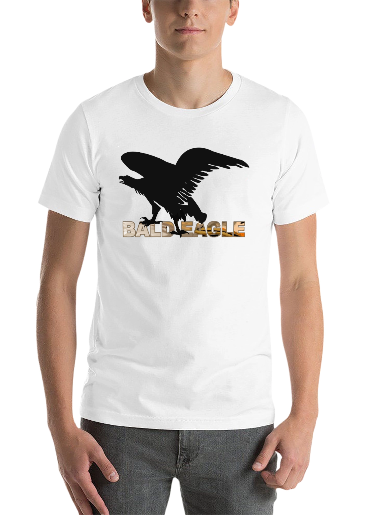 Black Bald Eagle Graphic Tee - Black Cotton Blend view 14