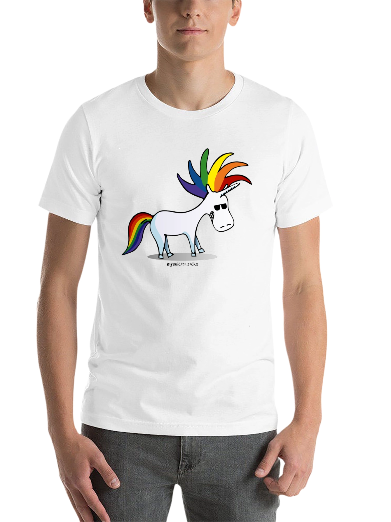 Black Cool Cartoon Unicorn Graphic Black Tee view 14