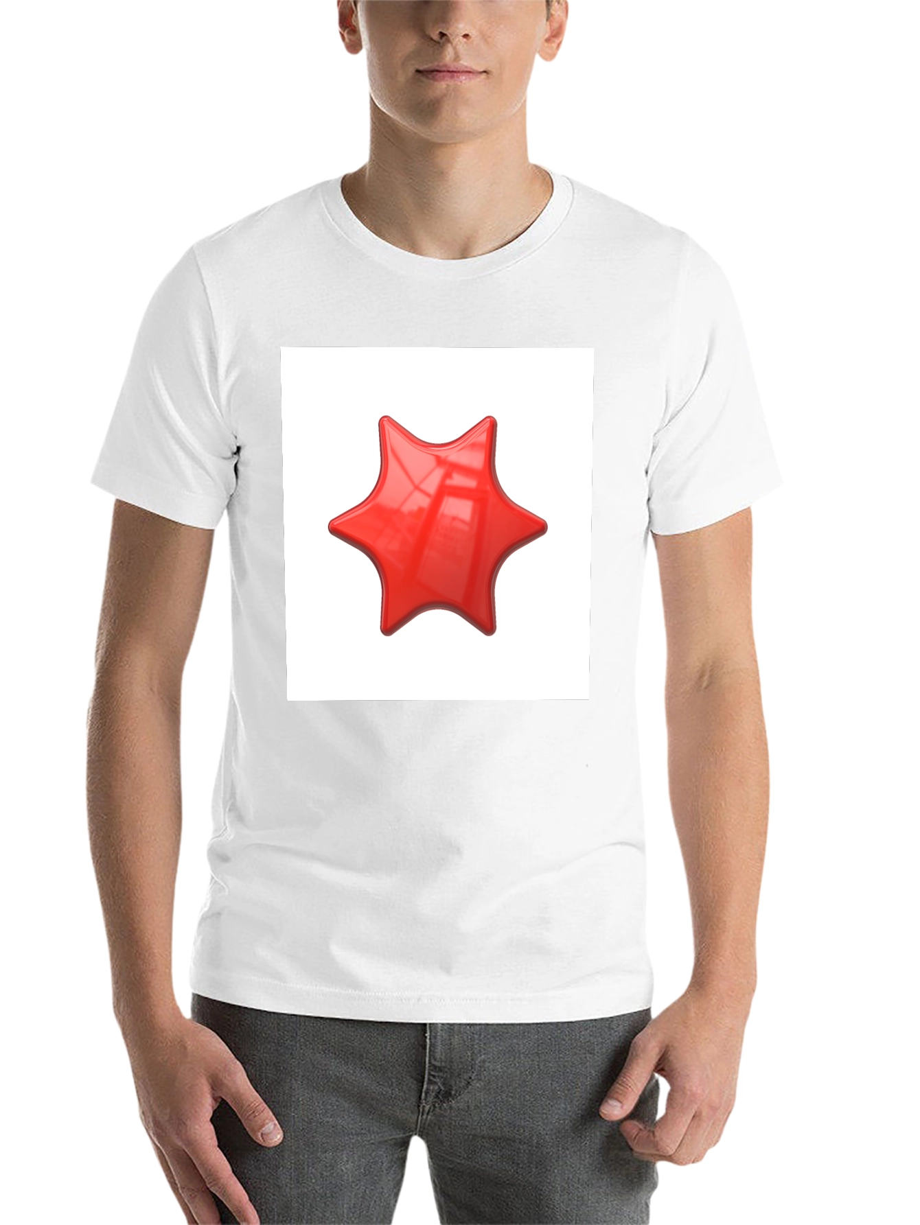 Black Black T-Shirt with Red Star Graphic Print view 14