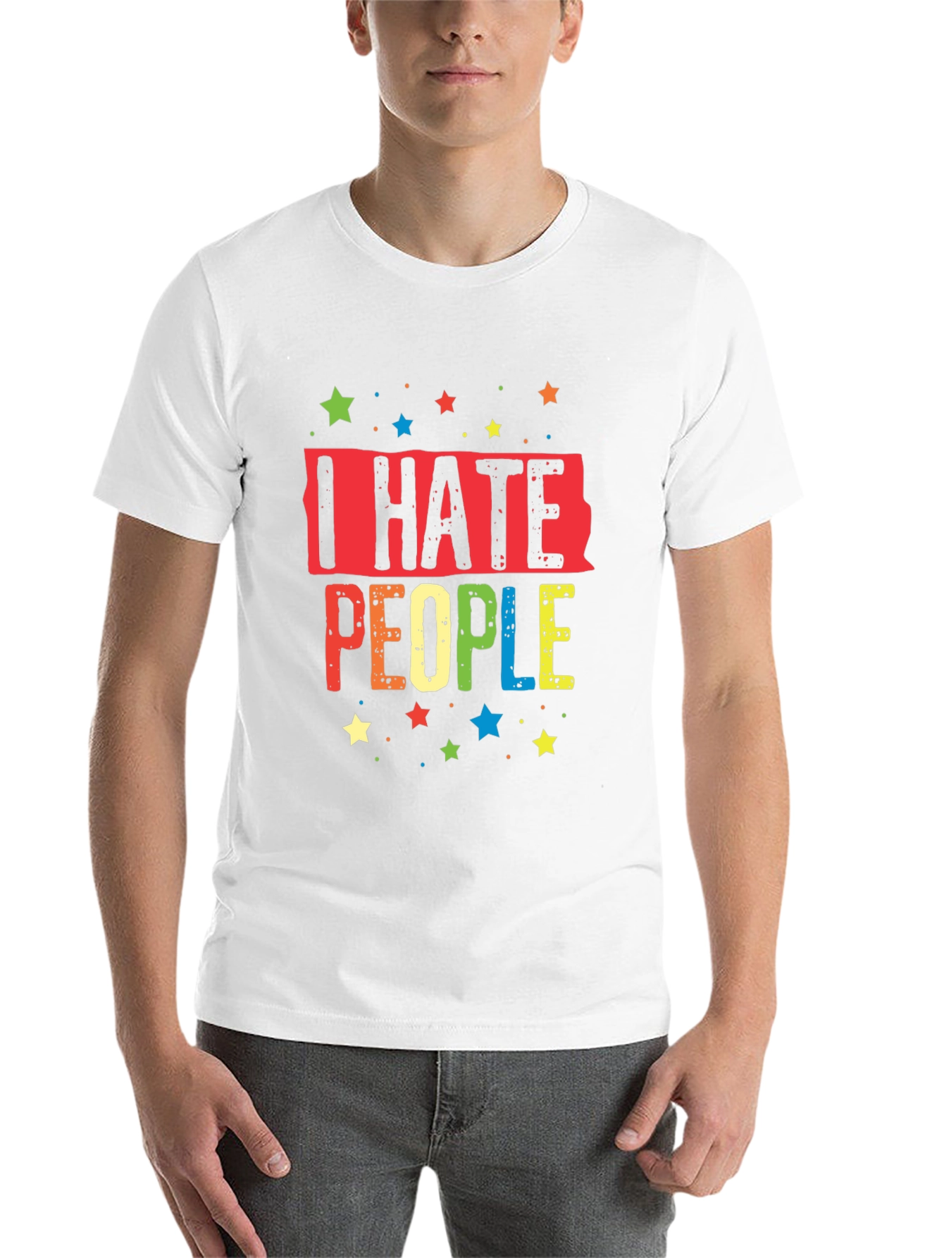 Black I Hate People Colorful Graphic T-Shirt view 14