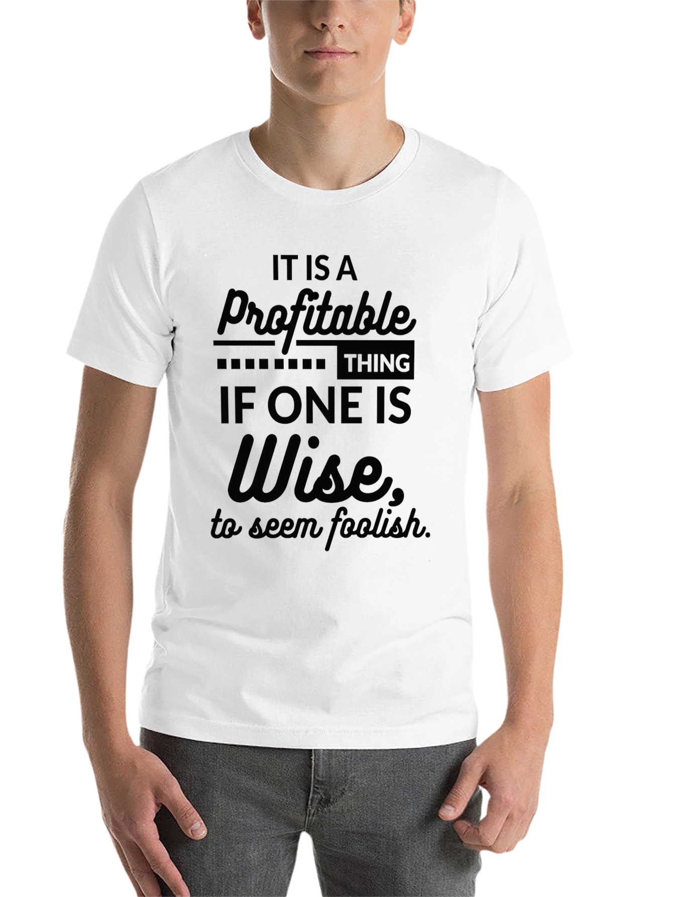 Black Profitable Wisdom Tee - Black Crew Neck T-Shirt for Men view 14