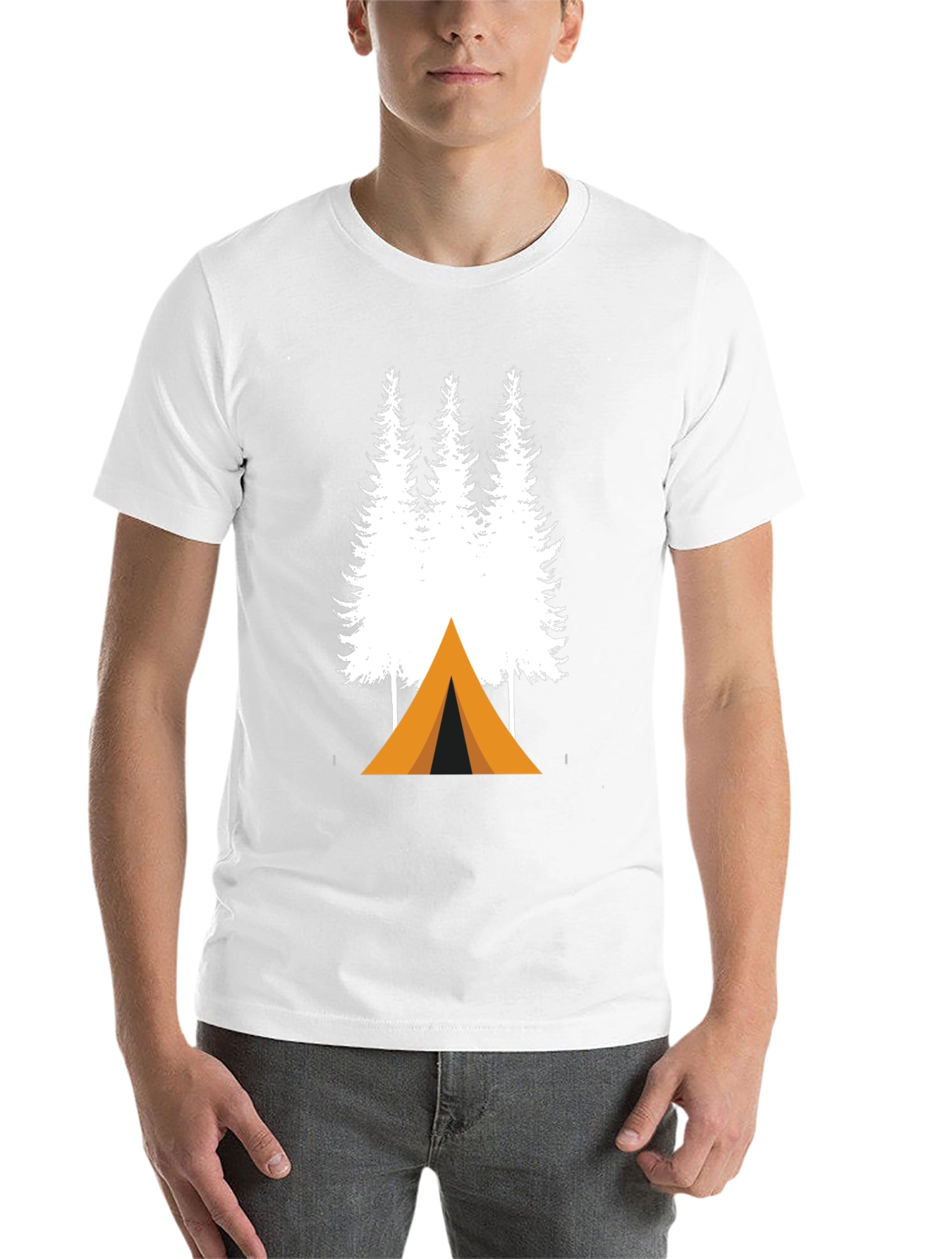 Black Camping Trees Graphic Tee - Adventure Ready T-Shirt view 14