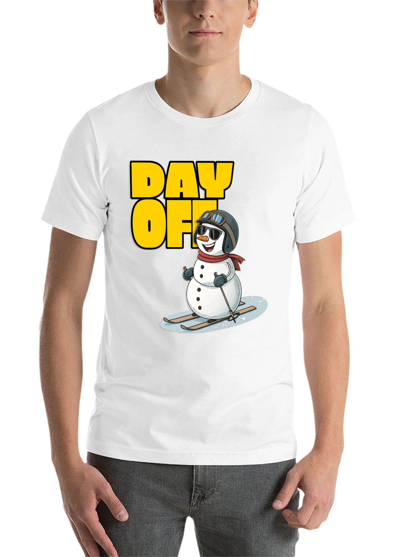 Black Day Off Snowman T-Shirt - Skiing Holiday Tee view 14