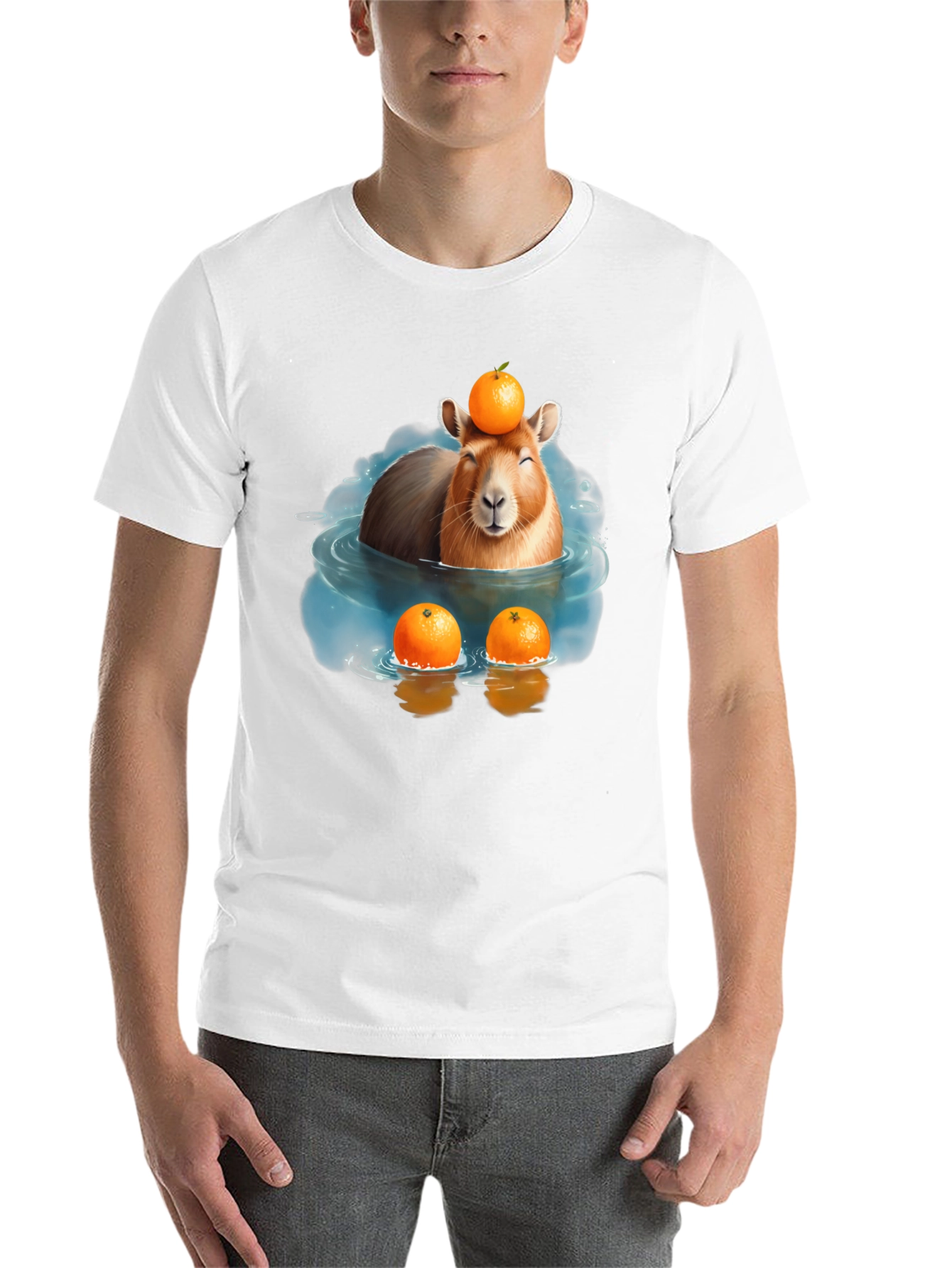 Black Capybara Orange T-Shirt view 14