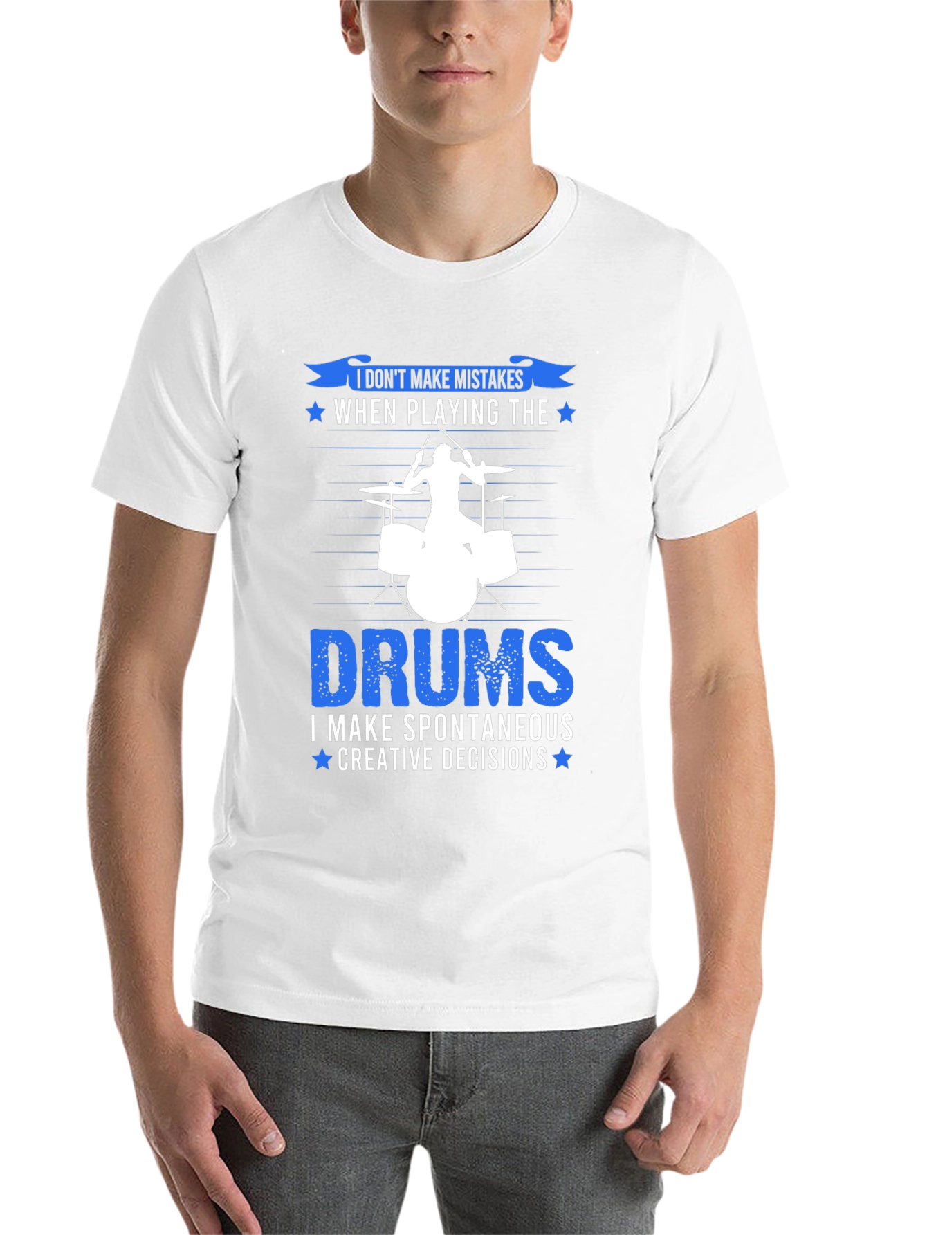 Black Drummer T-Shirt: I Don't Make Mistakes, Creative Decisions! view 14