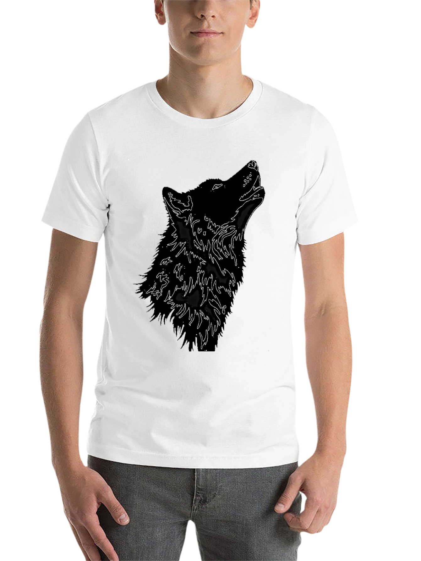 Black Black Wolf Howl T-Shirt - Graphic Tee view 14