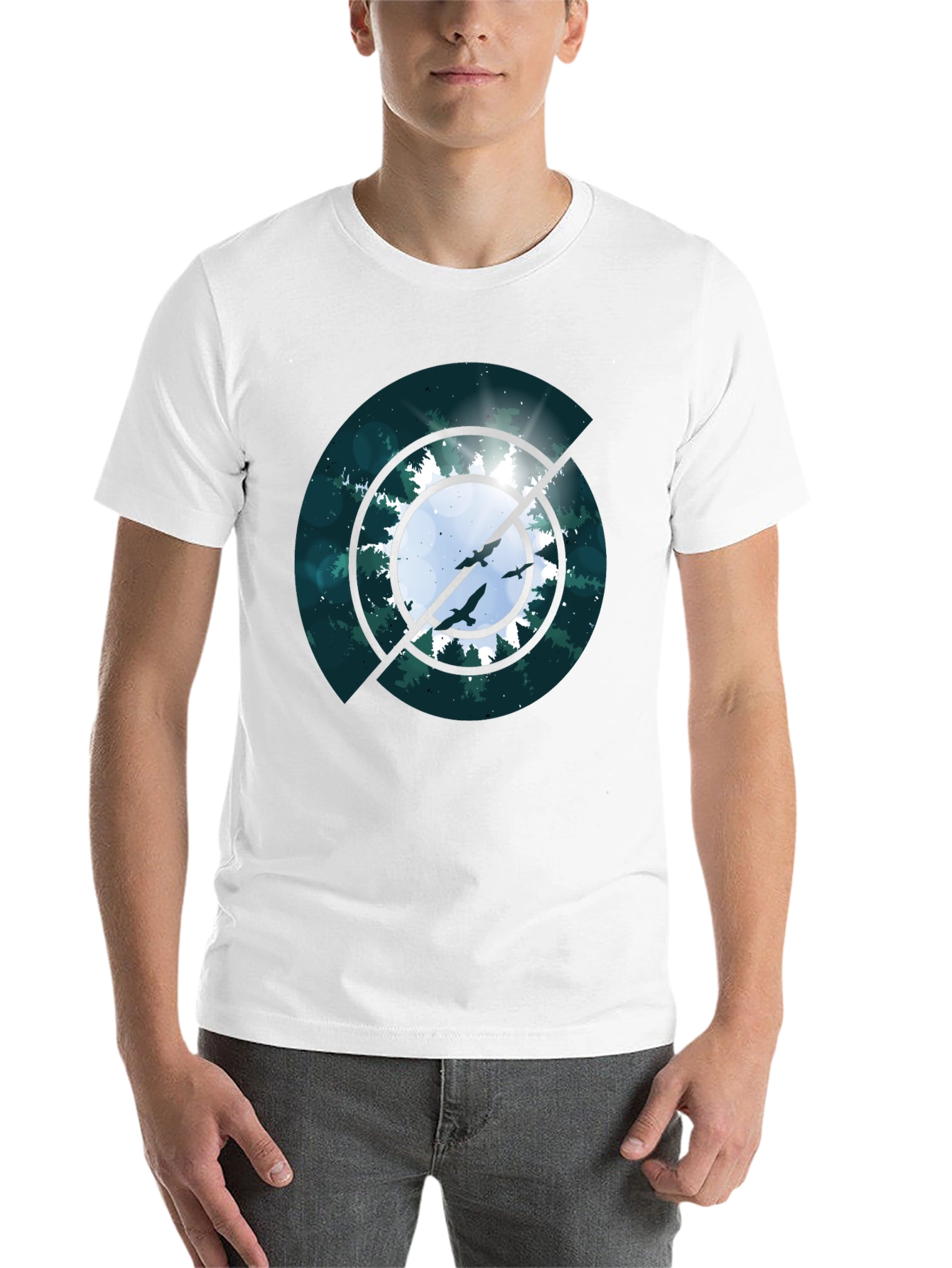 Black Nature Target T-Shirt - Forest Birds Tee view 14