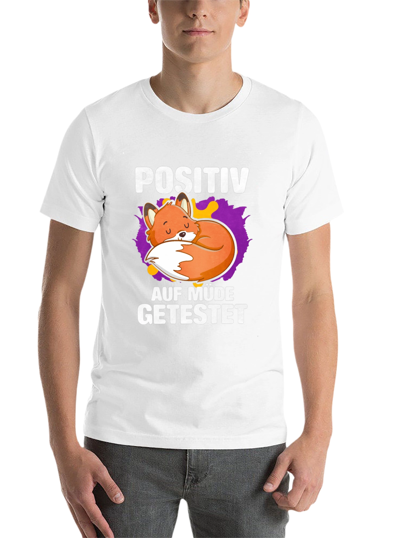 Black Lazy Fox Positiv Auf Mude Getestet T-Shirt view 14