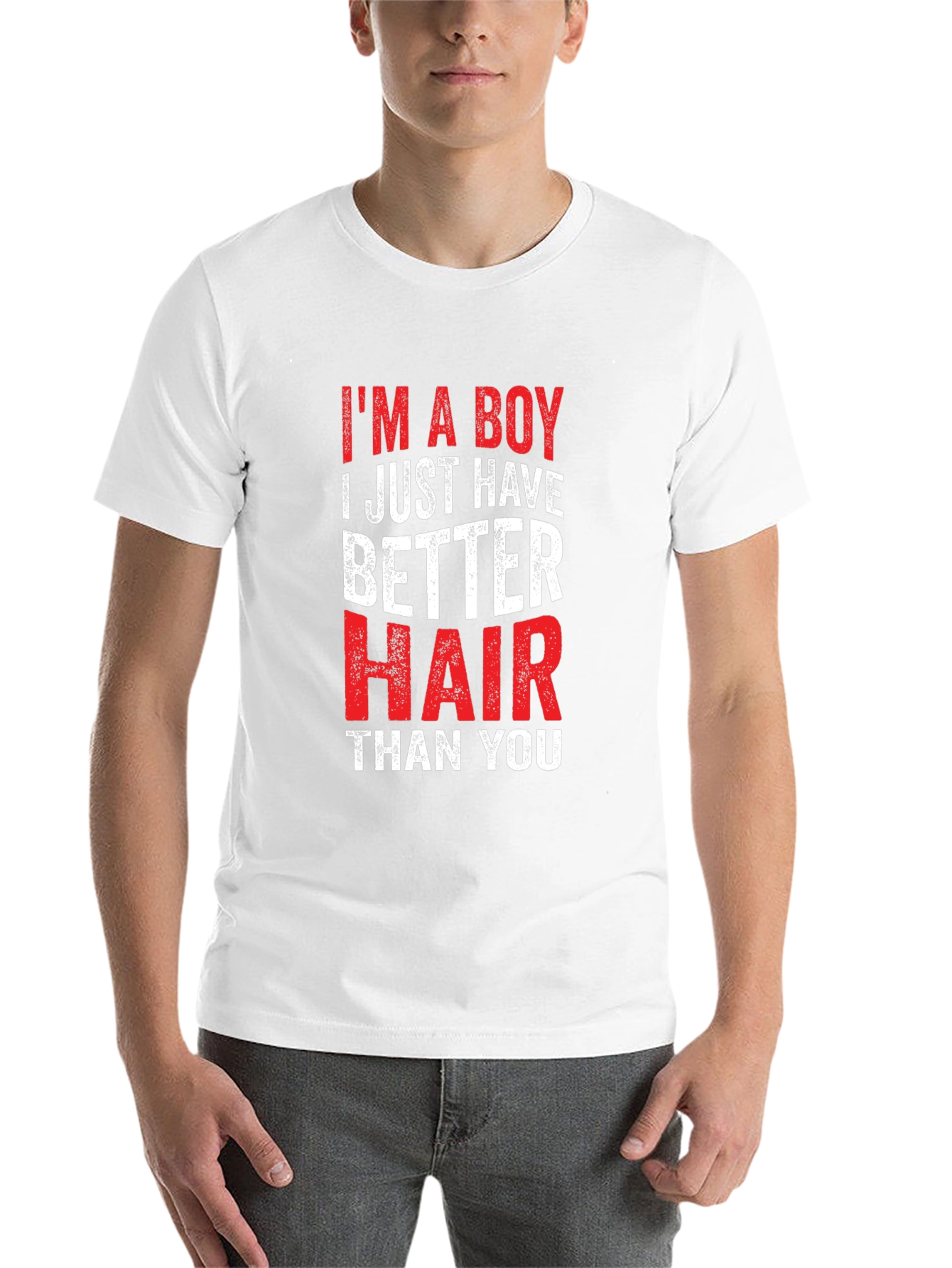 Black I'm A Boy Better Hair T-Shirt view 14