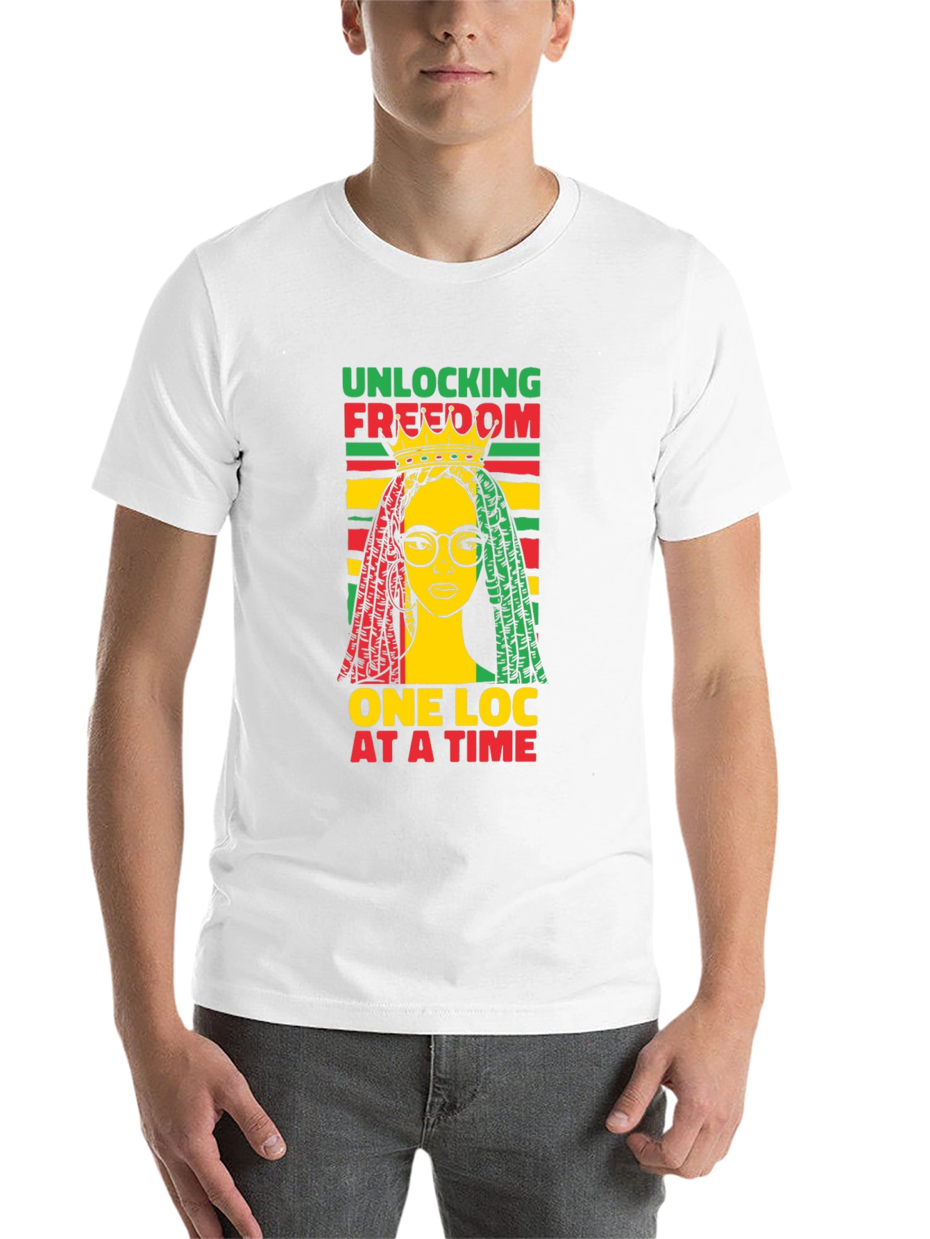 Black Unlocking Freedom Tee - Rasta Loc Design view 14