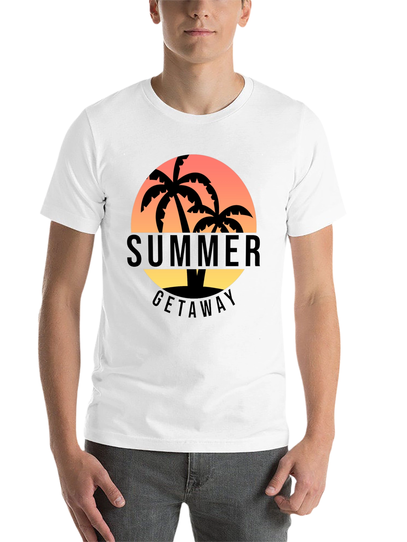Black Summer Getaway Palm Tree Graphic T-Shirt view 14