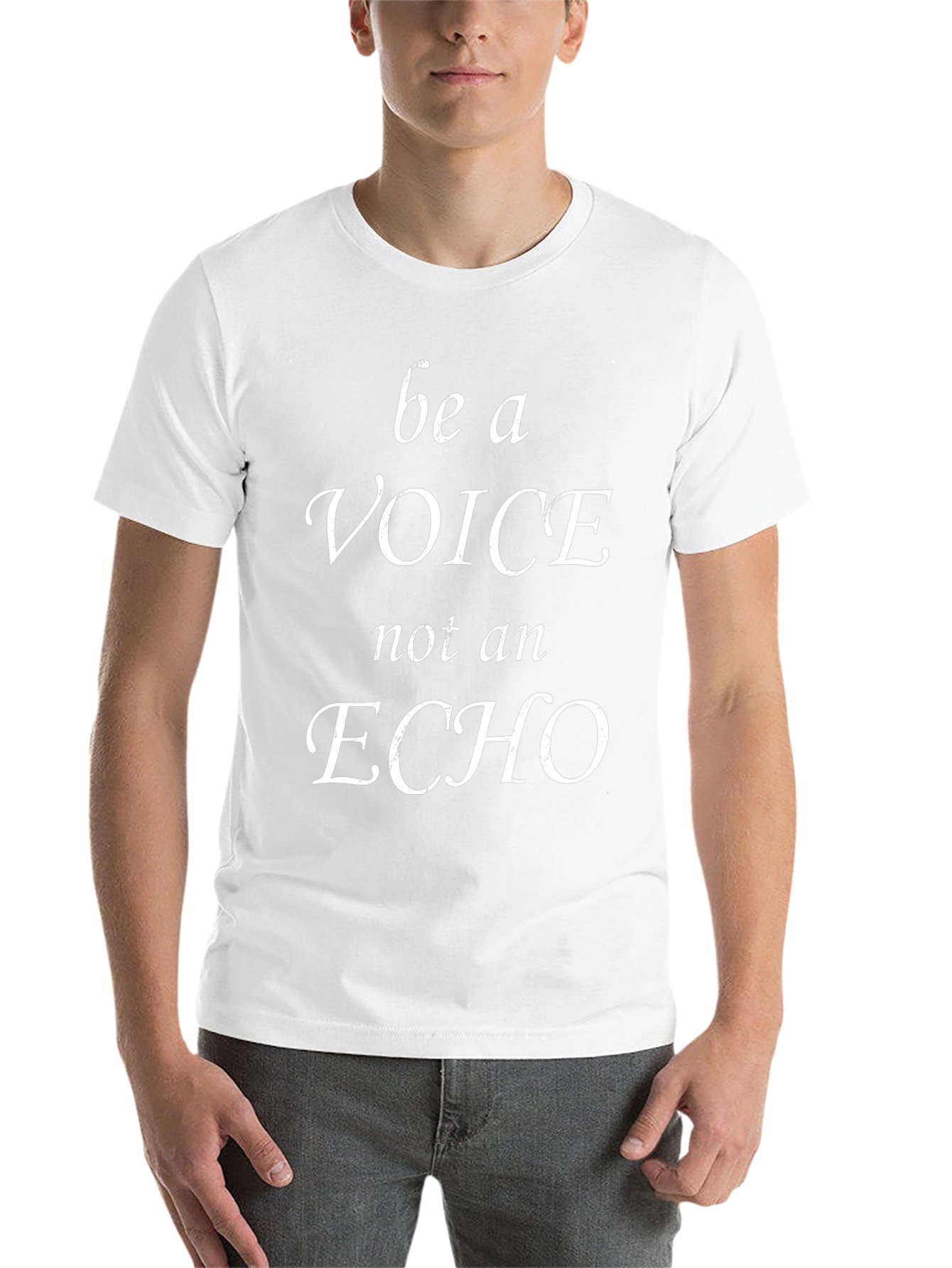 Black Be a Voice Not an Echo Black T-Shirt view 14