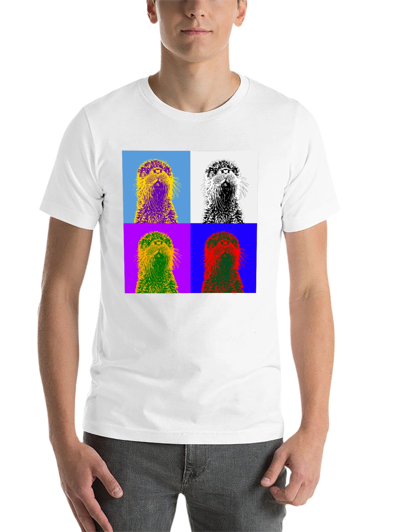Black Pop Art Otter T-Shirt - Stylish Graphic Tee view 14