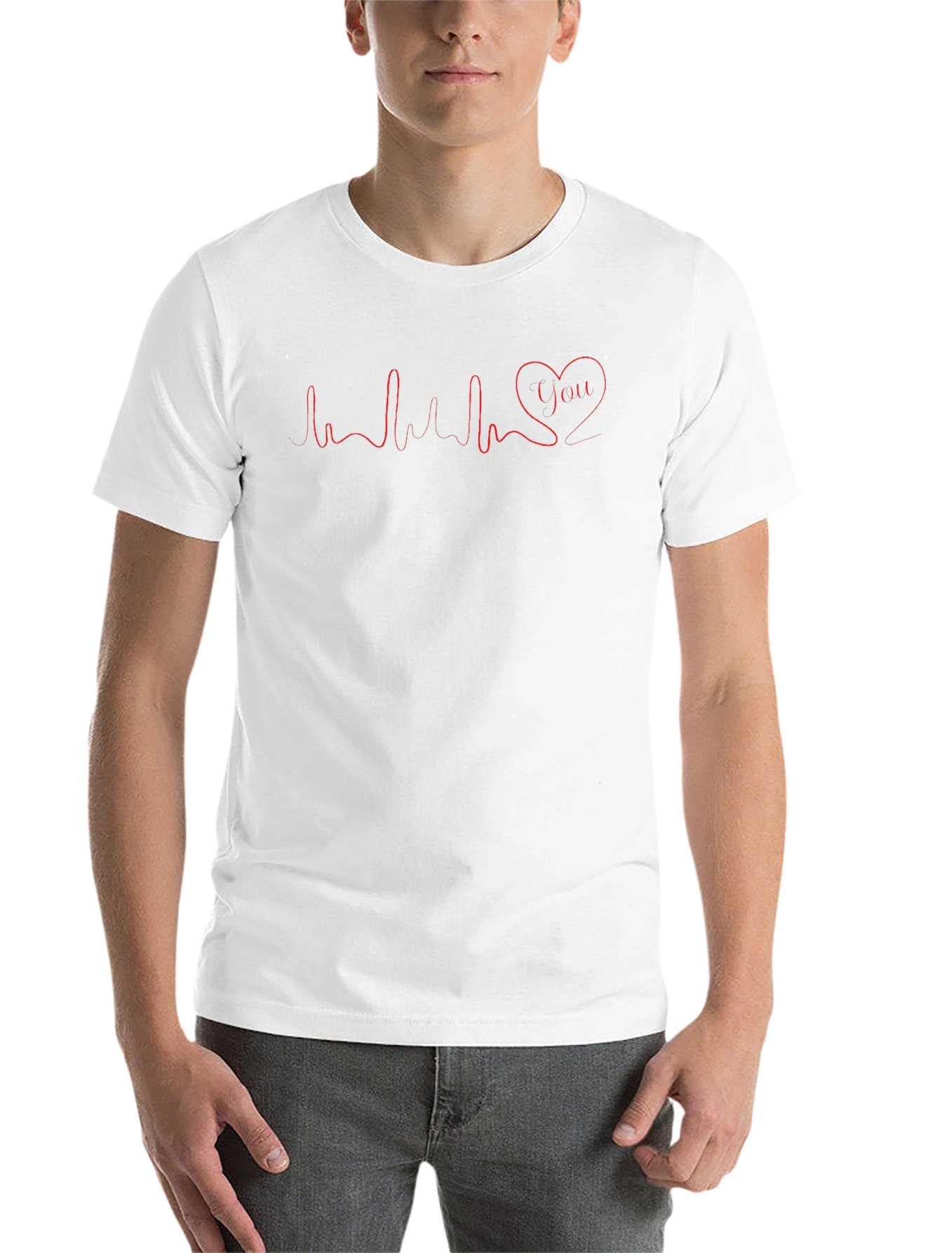 Black Heartbeat Love You Graphic Tee - Casual Black T-Shirt view 14