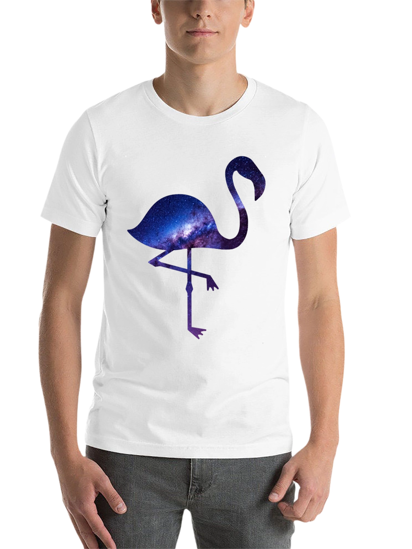 Black Galaxy Flamingo Graphic T-Shirt view 14