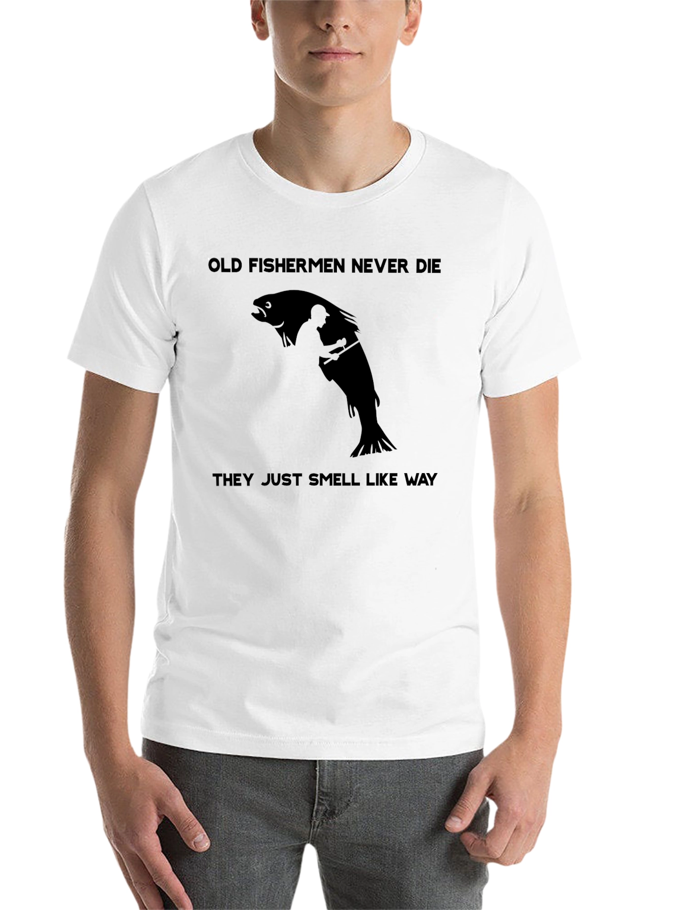 Black Old Fishermen Never Die T-Shirt - Fishing Humor Tee view 14