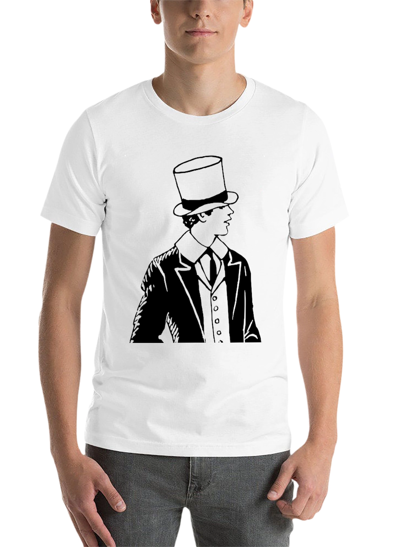 Black Top Hat Gentleman T-Shirt - Classic Style view 14