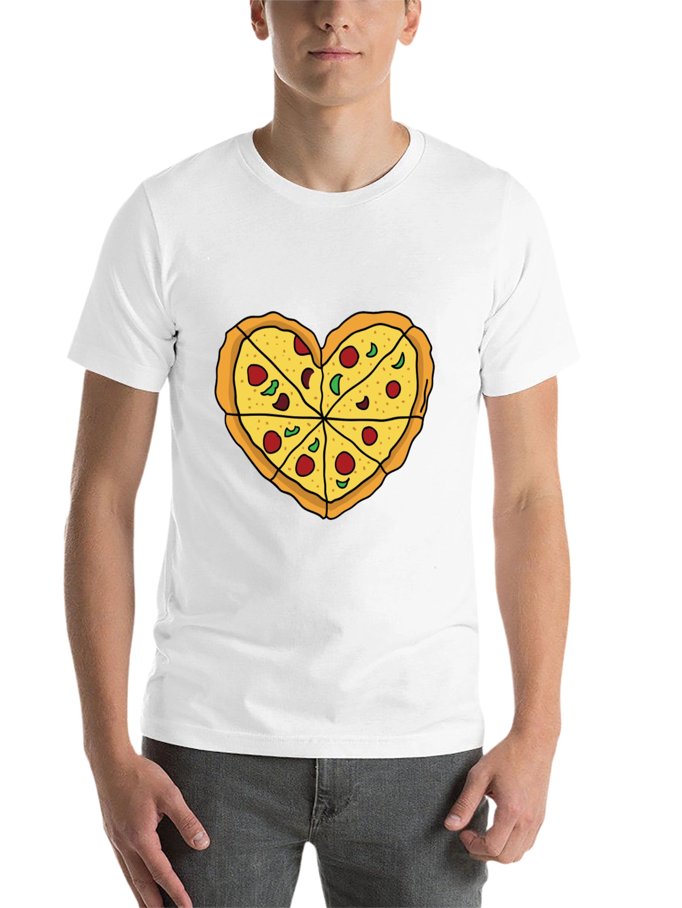 Black Pizza Heart Graphic Tee -  Food Lover's T-Shirt view 14