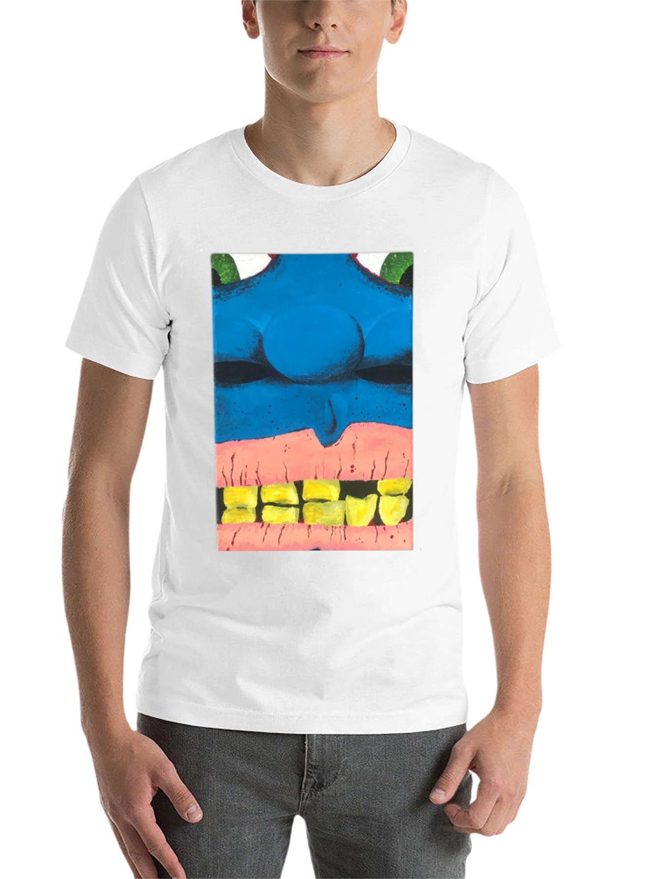 Black Blue Monster Face Graphic Tee - Unique Design view 14