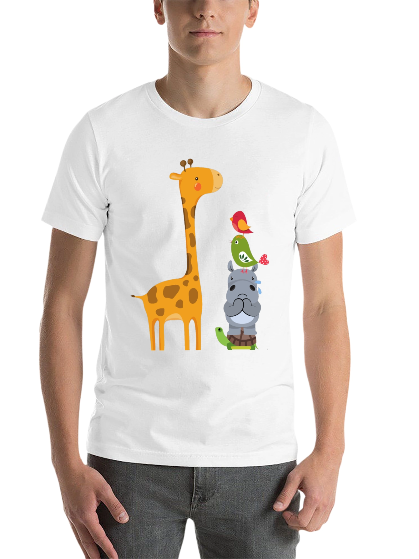 Black Cute Animal Stack T-Shirt view 14