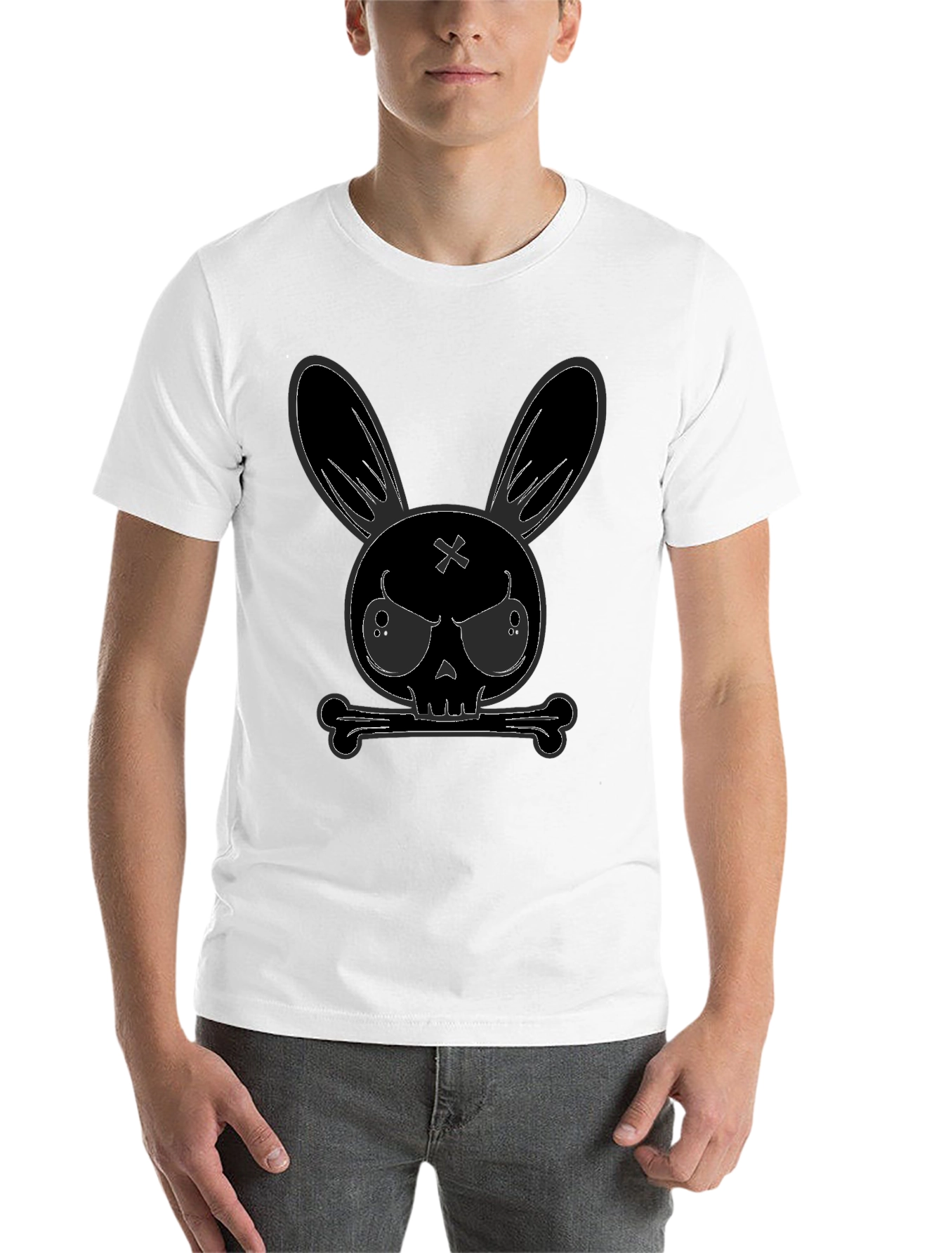 Black Skull Bunny Graphic T-Shirt - Mens view 14