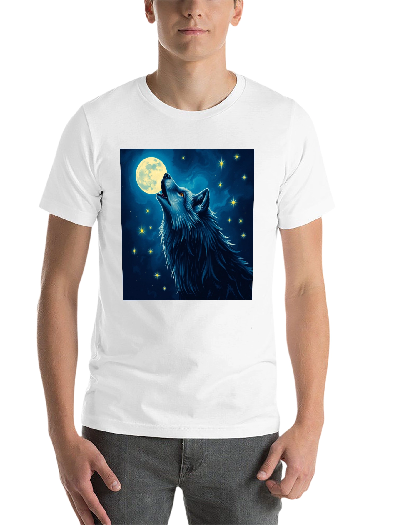 Black Wolf Moon T-Shirt - Mystical Night Design view 14