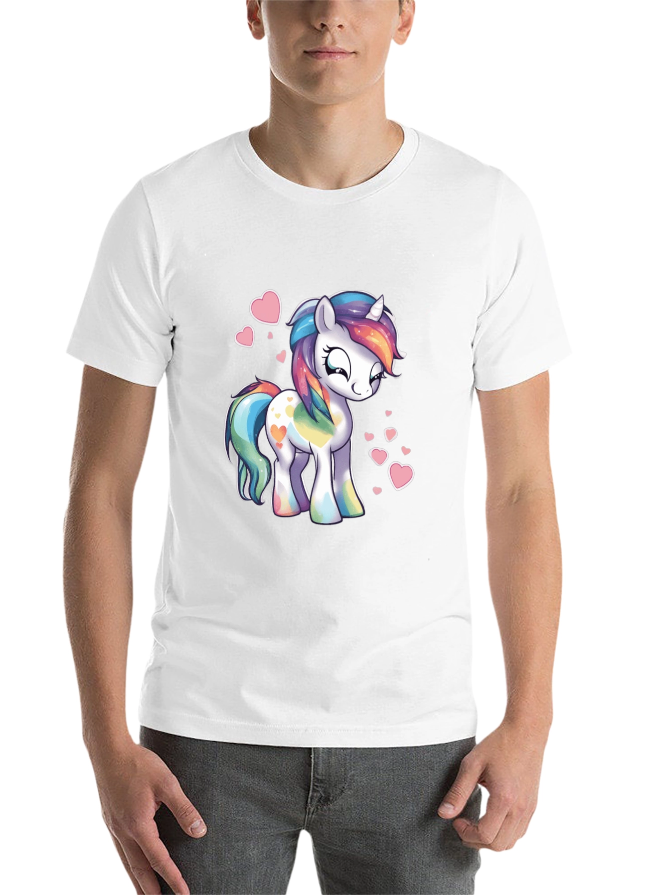 Black Rainbow Unicorn Heart Graphic Black T-Shirt view 14