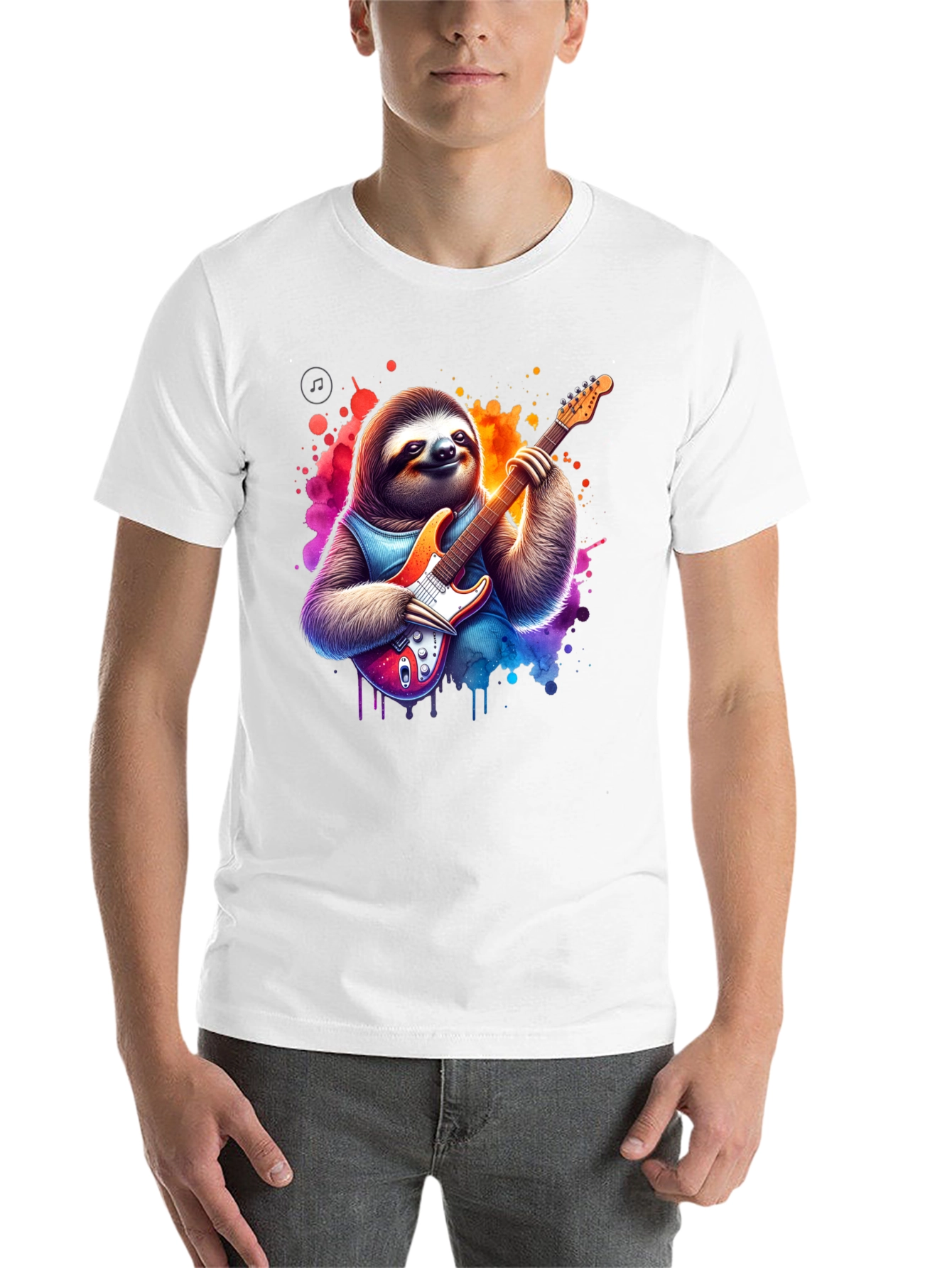 Sloth Guitarist Graphic Tee - Rock On! - 14