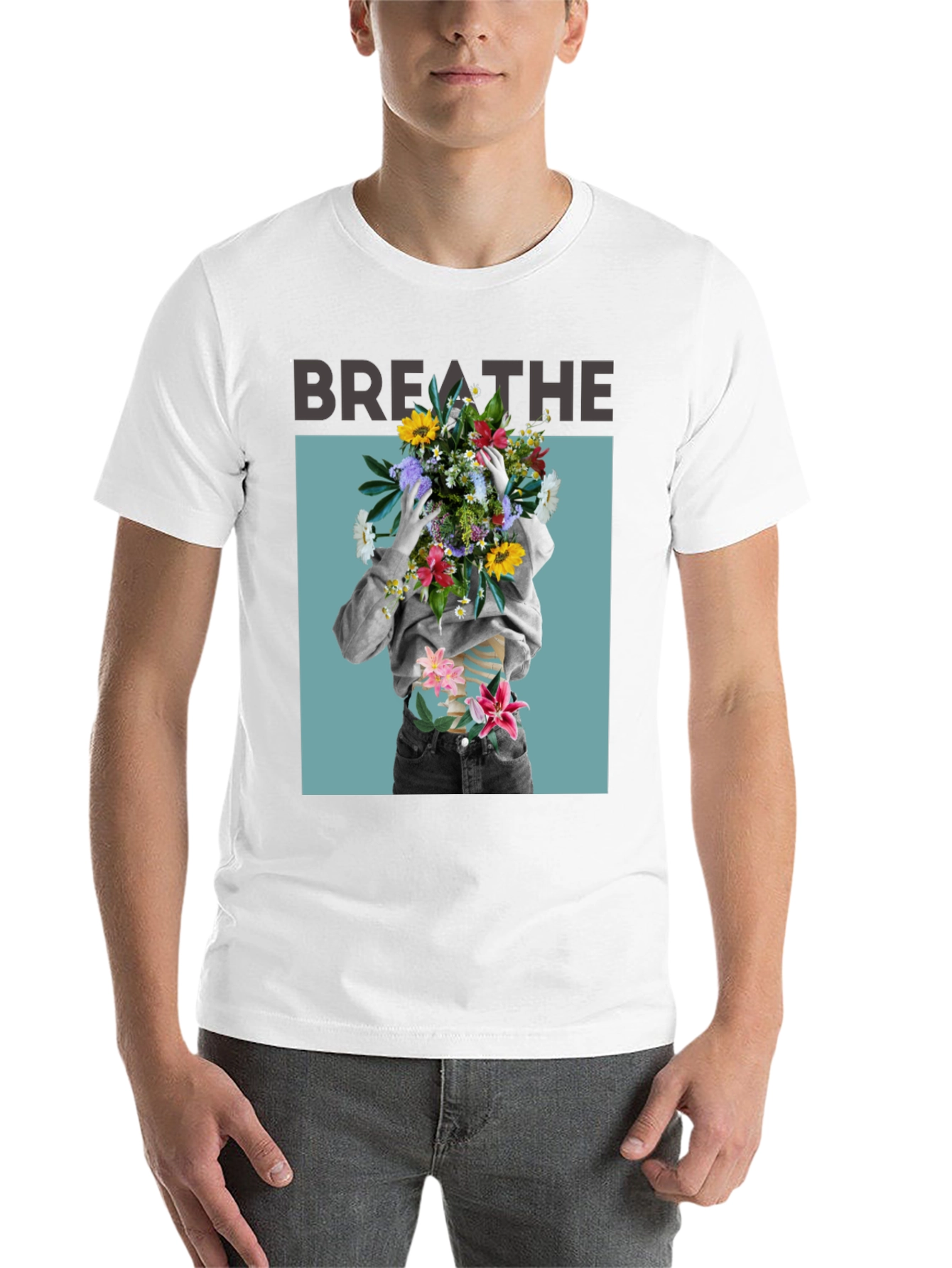 Black Breathe Floral Graphic Black T-Shirt view 14