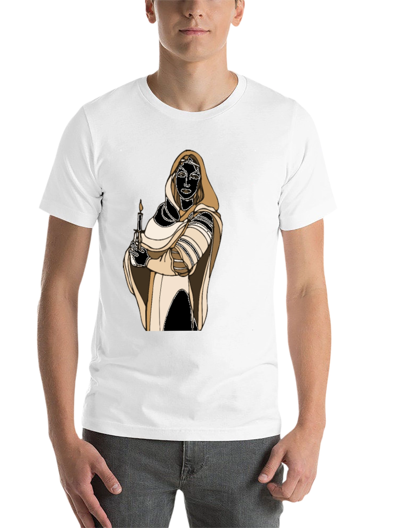 Black Hooded Figure Candle Graphic Tee view 14