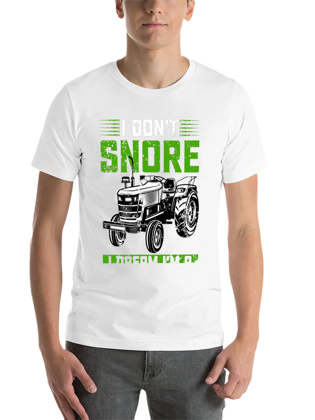 Black I Don't Snore I Dream Tractor Black Graphic Tee view 14