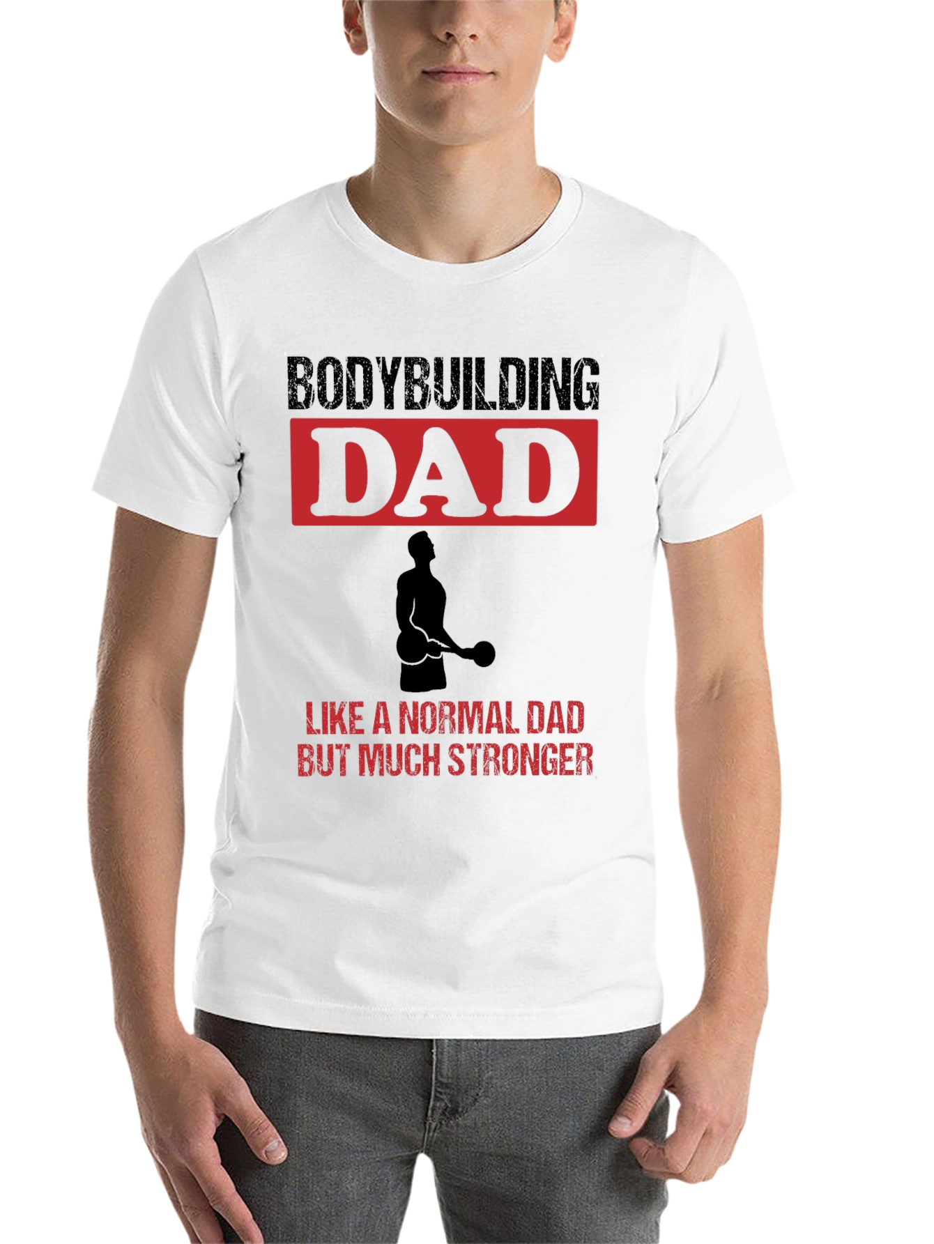 Black Bodybuilding Dad T-Shirt - Stronger Than Normal! view 14