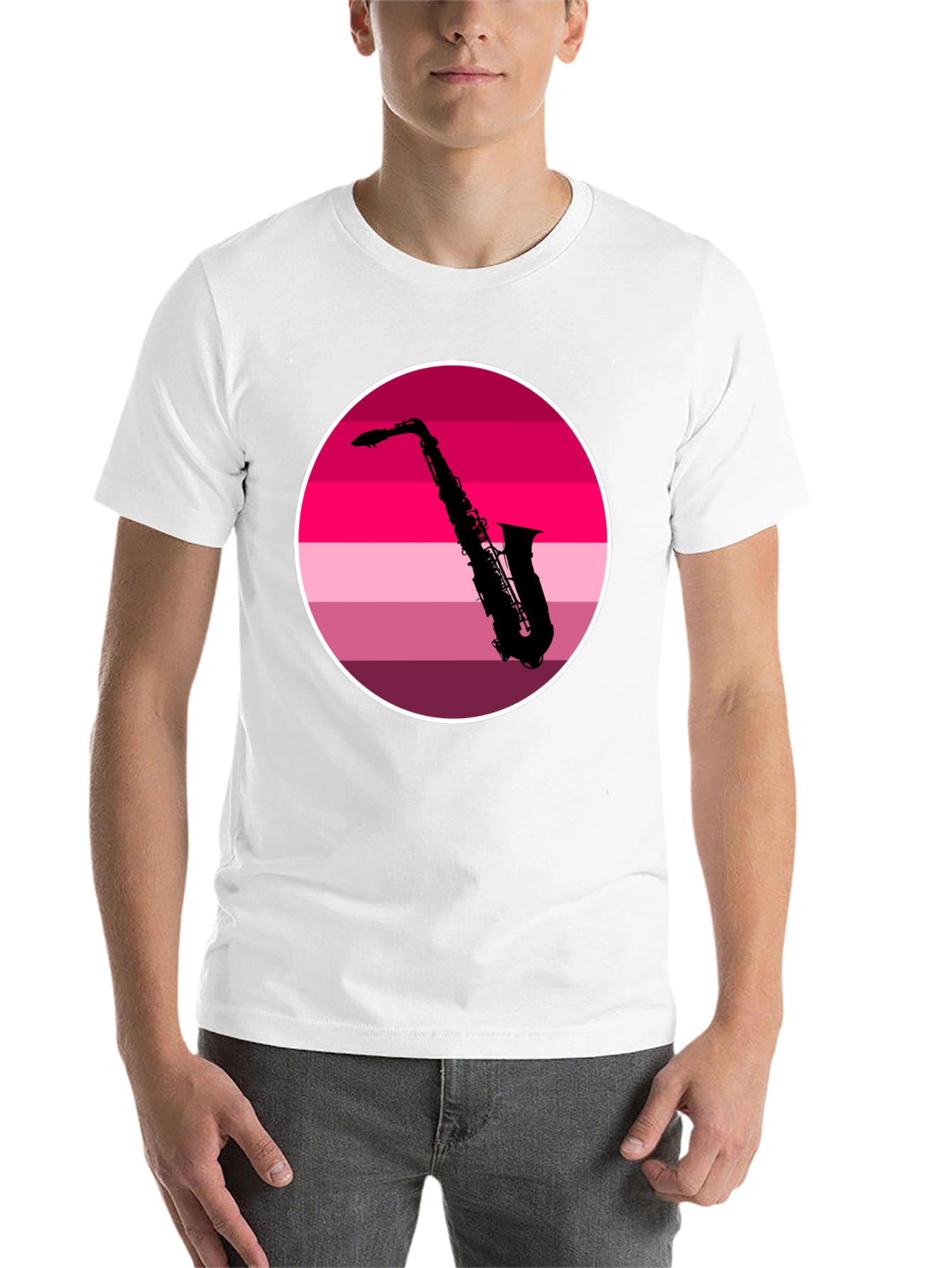 Black Saxophone Silhouette Tee - Retro Music Vibes view 14