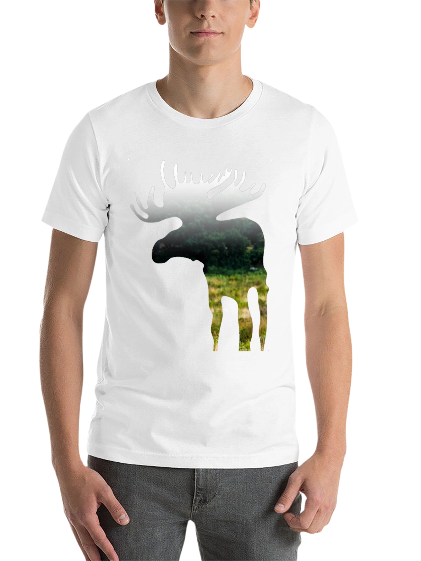 Black Nature Moose Graphic Tee - Black Cotton Blend view 14