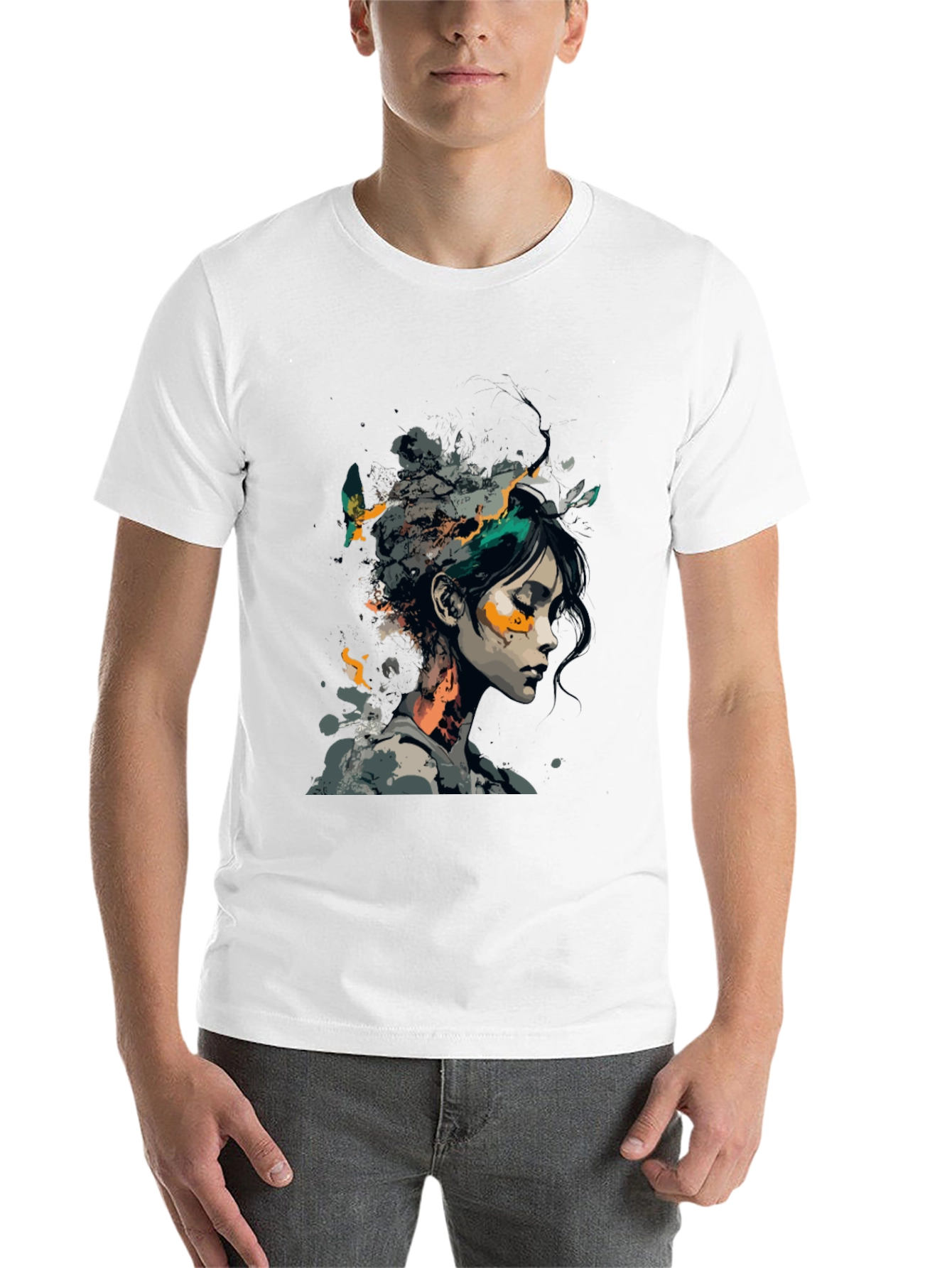 Black Artistic Woman Graphic Black T-Shirt view 14