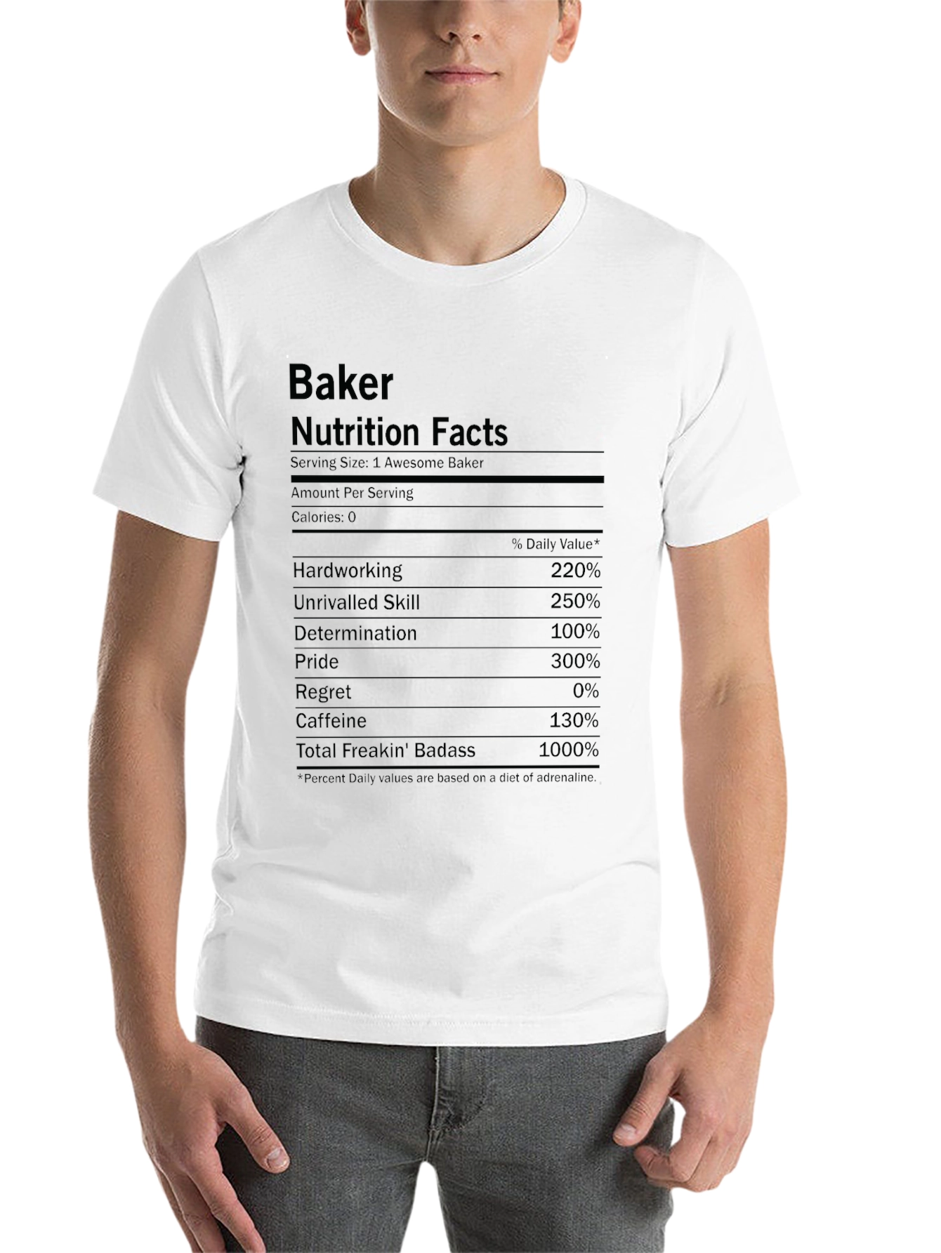 Black Baker Nutrition Facts Black T-Shirt view 14