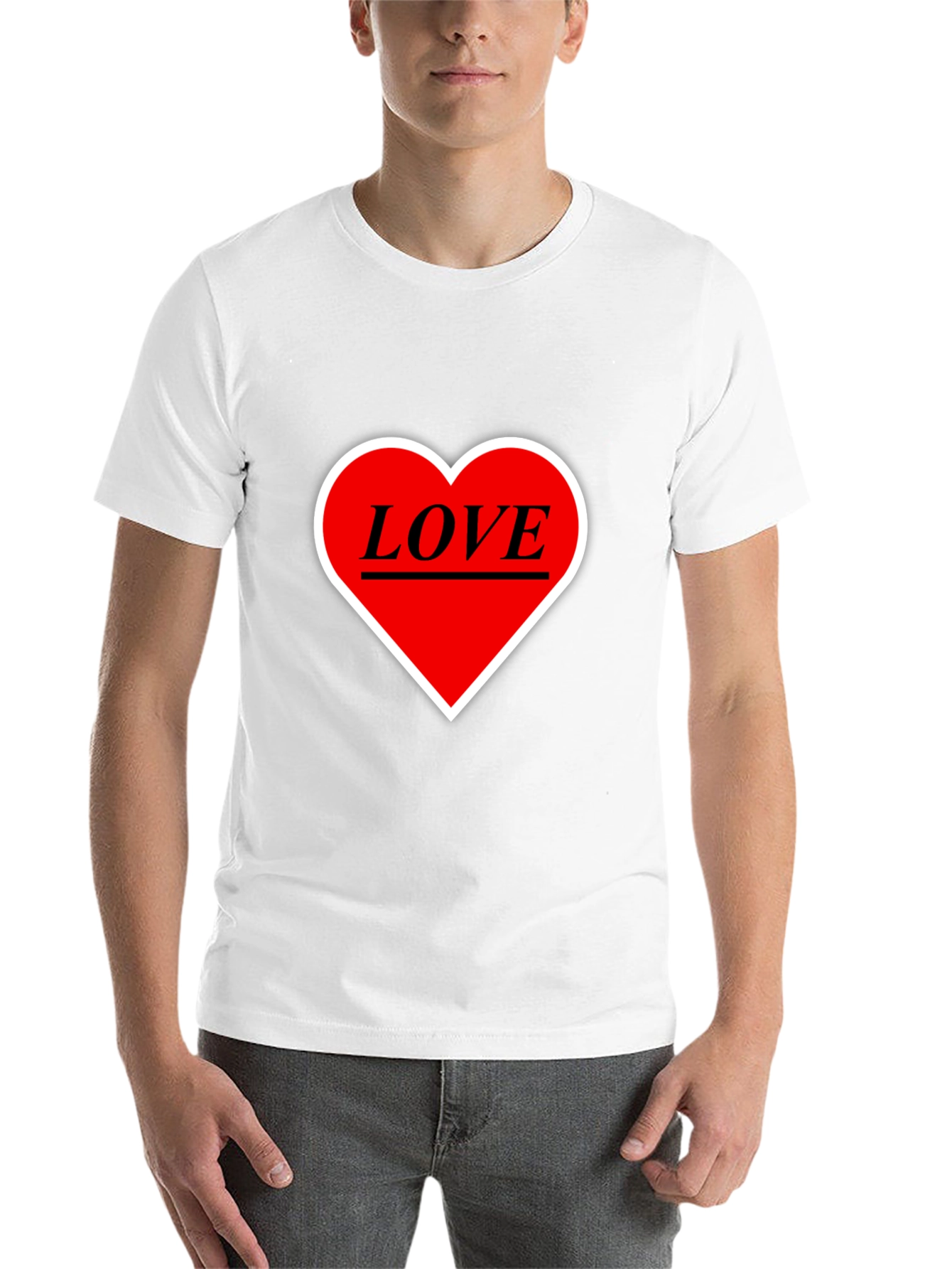 Black Love Heart Graphic Tee - Black Cotton T-Shirt view 14