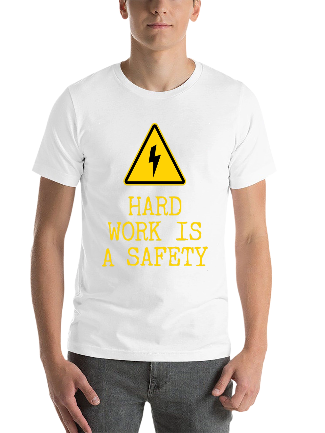 Black Hard Work is A Safety T-Shirt - Black view 14