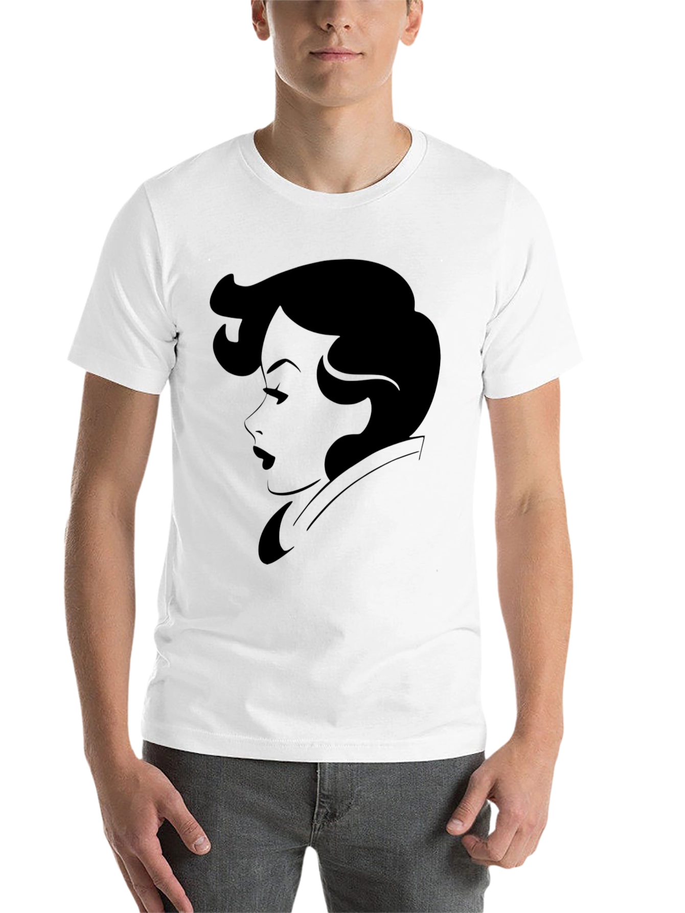 Black Retro Woman Silhouette Black T-Shirt view 14
