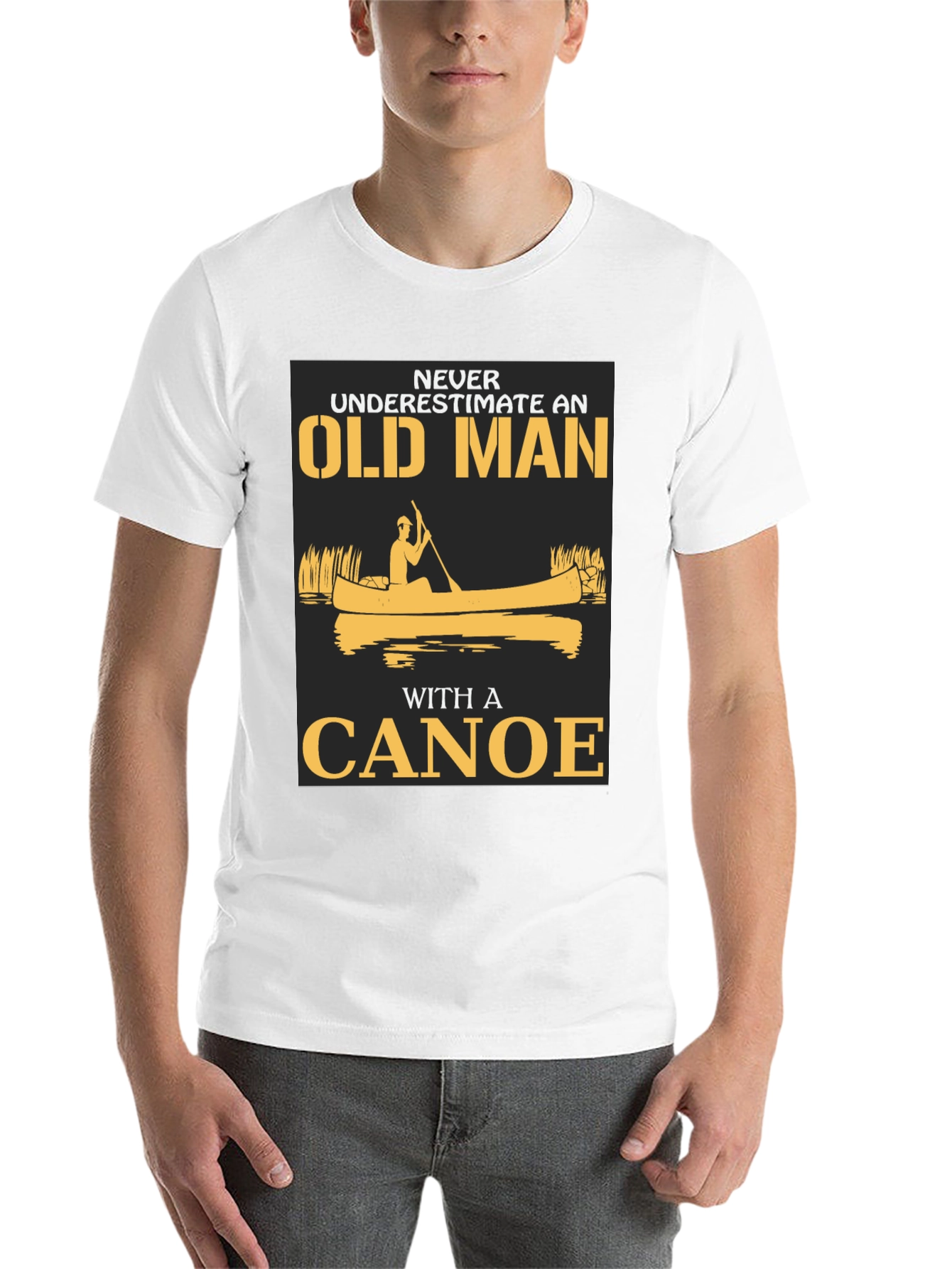Black Old Man Canoe Graphic Tee - Black Cotton Blend view 14
